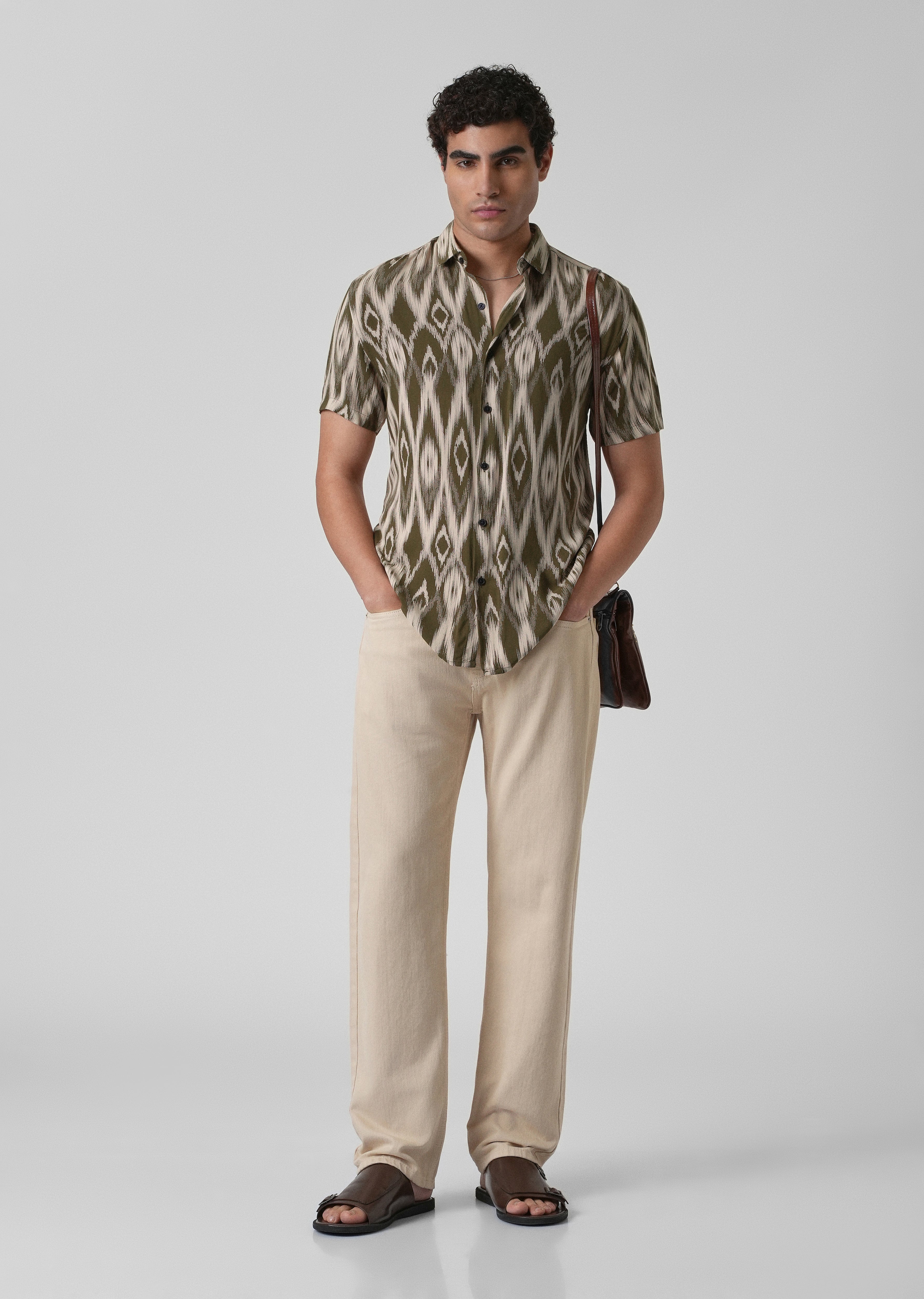 Ikat Olive Feather shirt