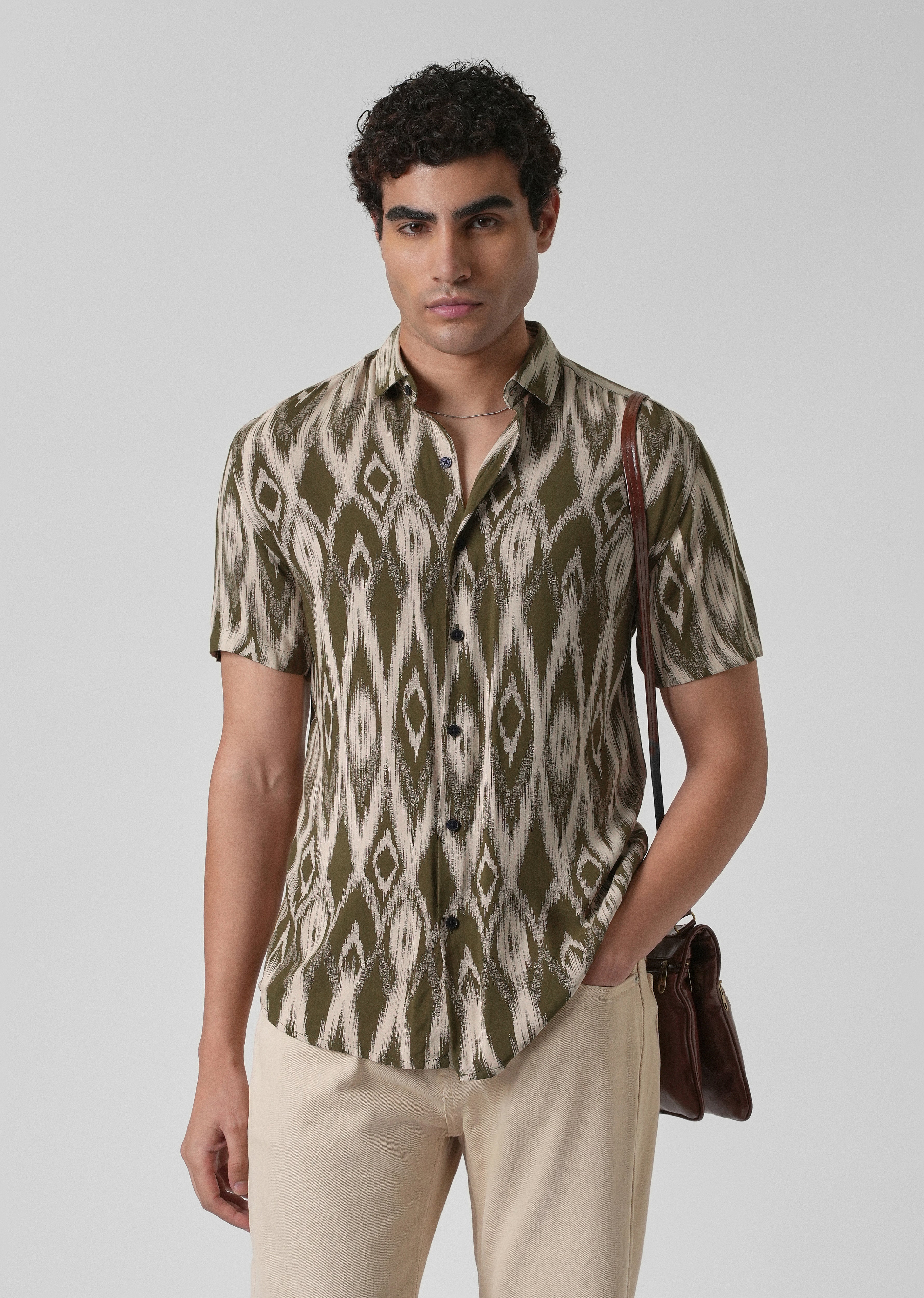 Ikat Olive Feather shirt
