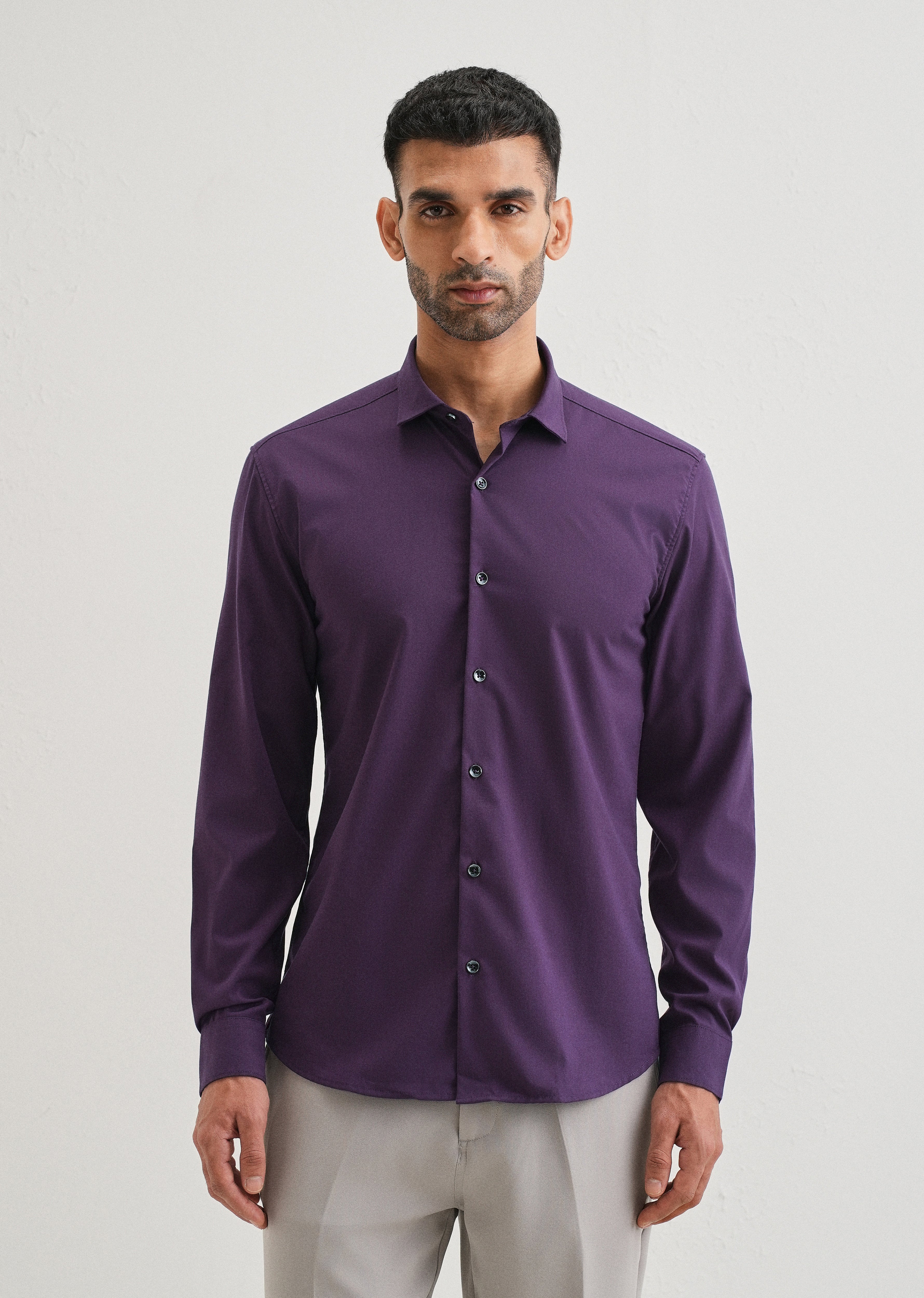 Imperial Purple Plain Wrinkle Free Shirt