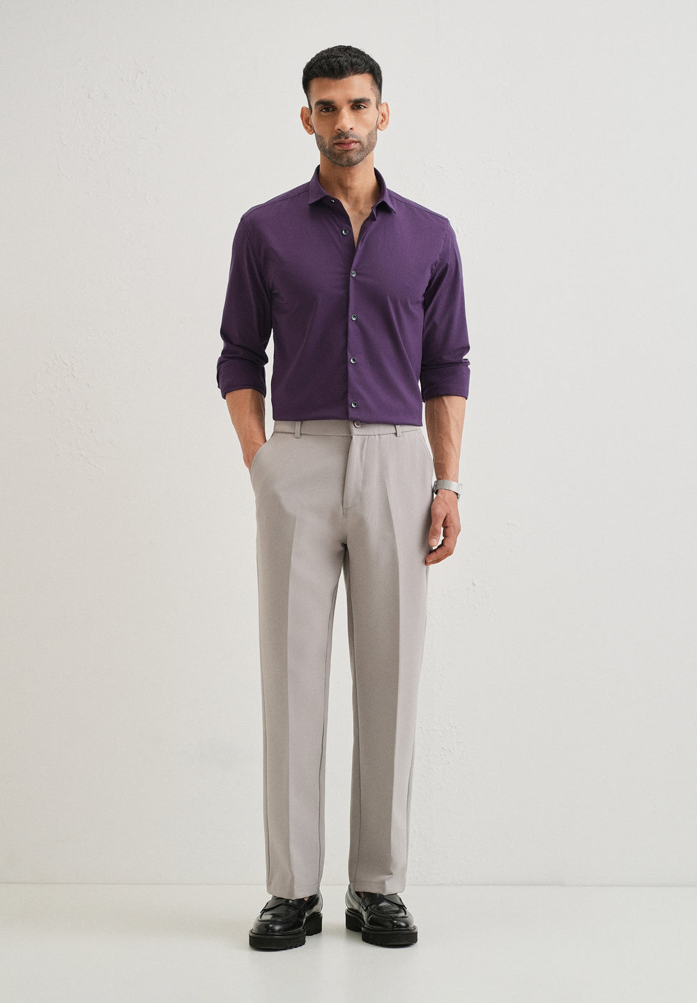 Imperial Purple Plain Wrinkle Free Shirt