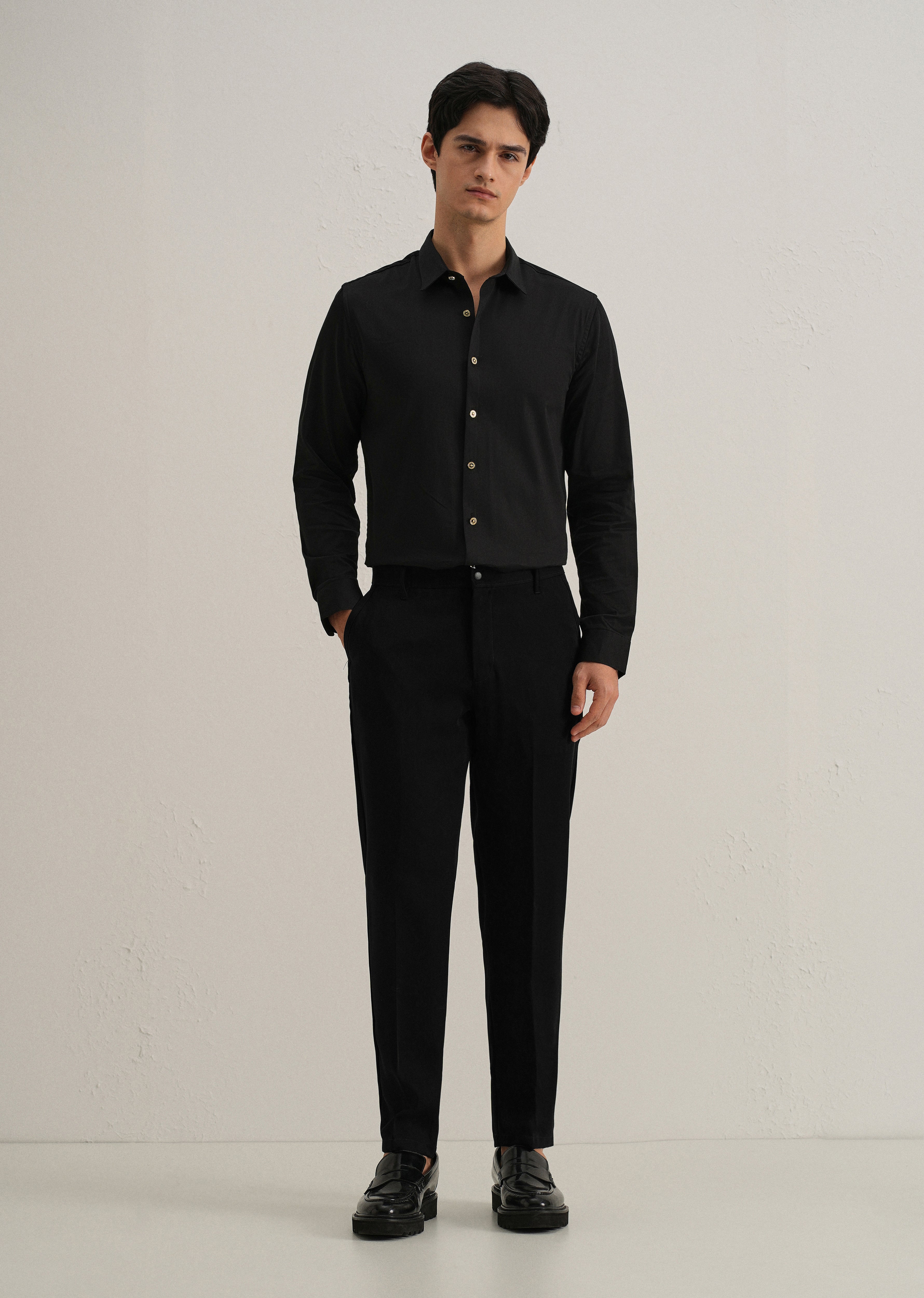 Ink Black Plain Slim Fit Trouser