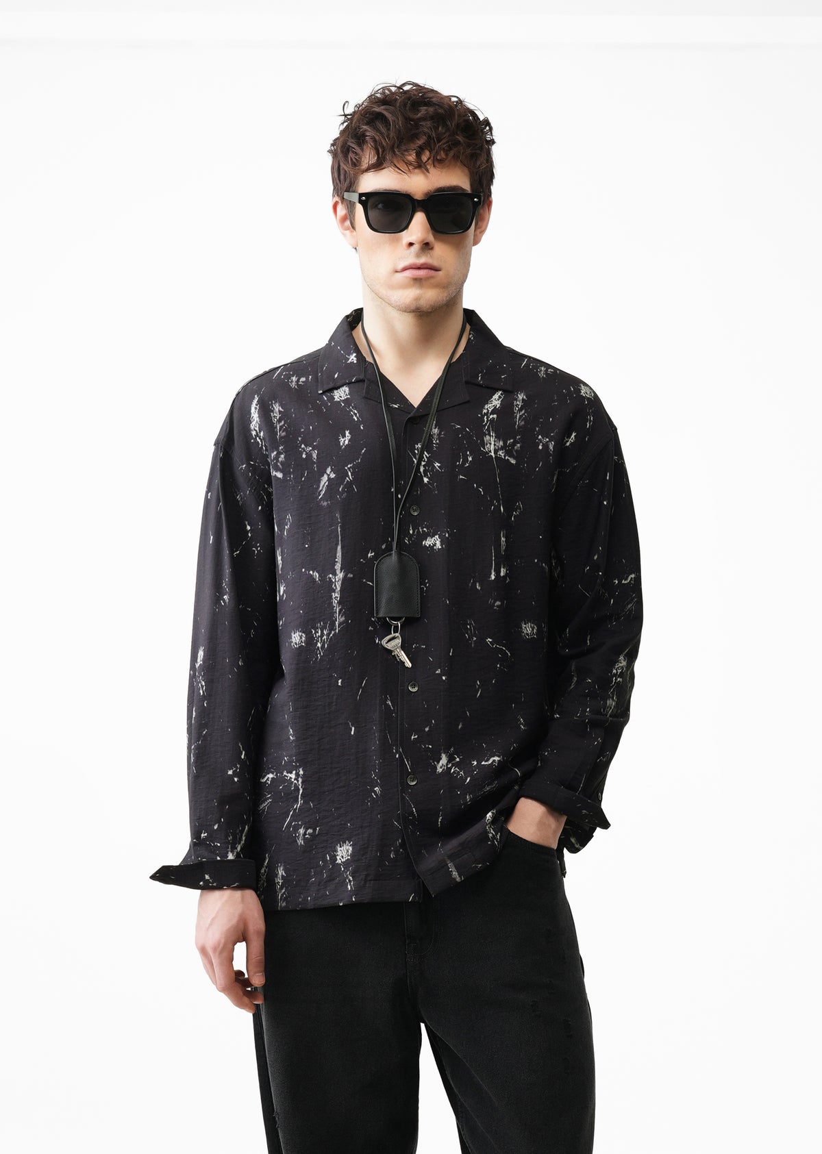 Ink Blue Abstract Printed Shirt