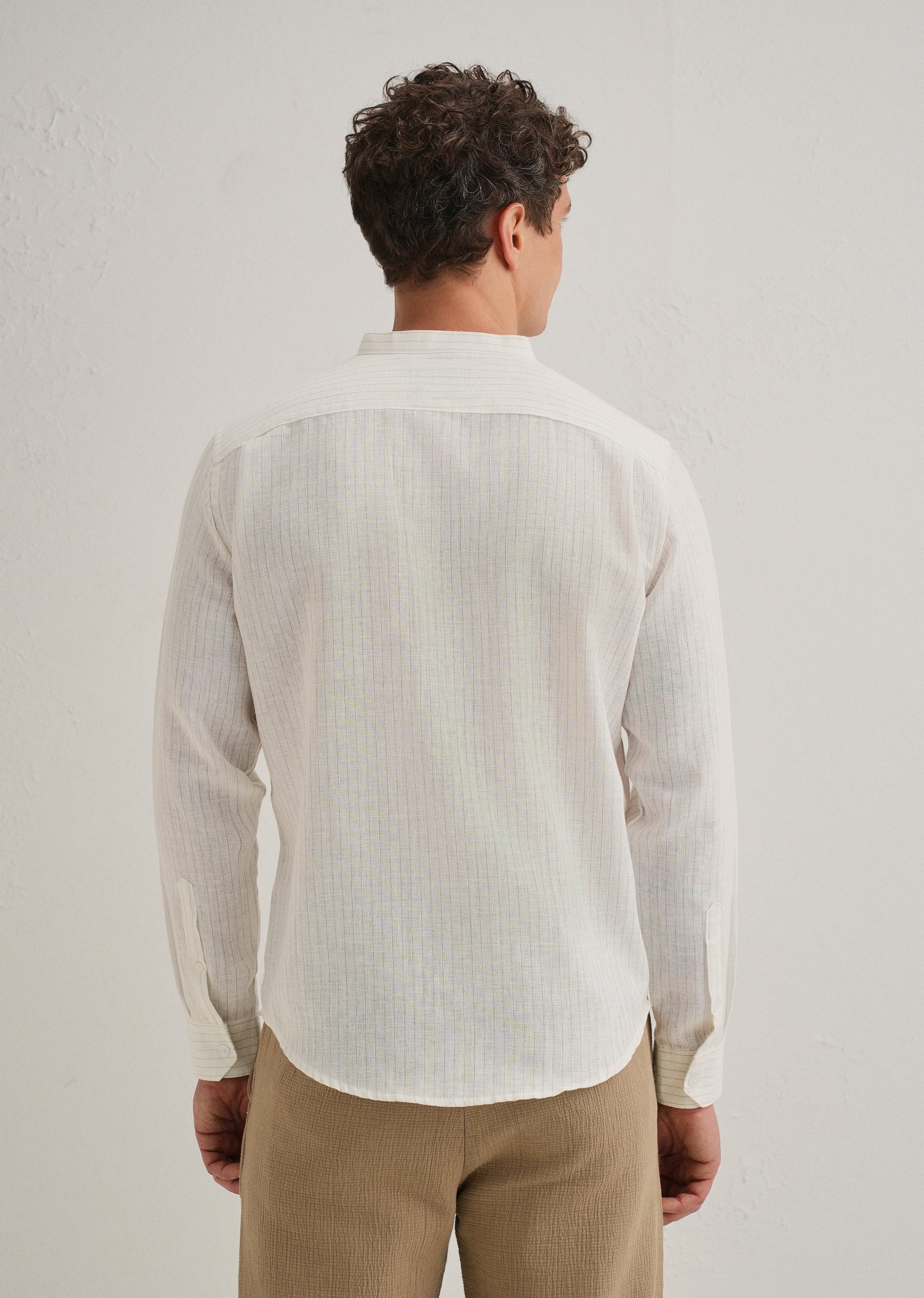 Ivory Cotton Blended Stripe Shirt