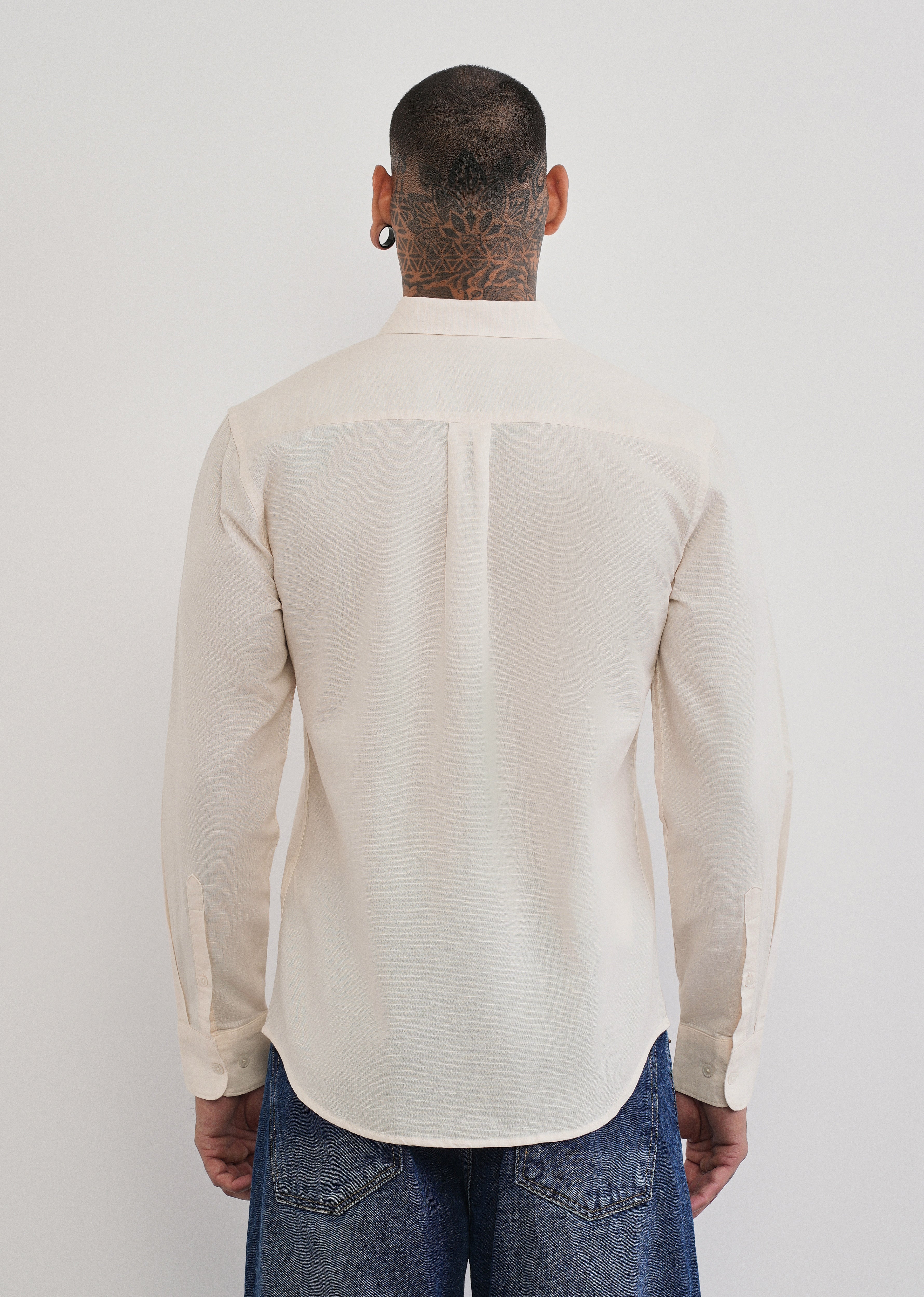 Ivory Cotton Linen Plain Shirt