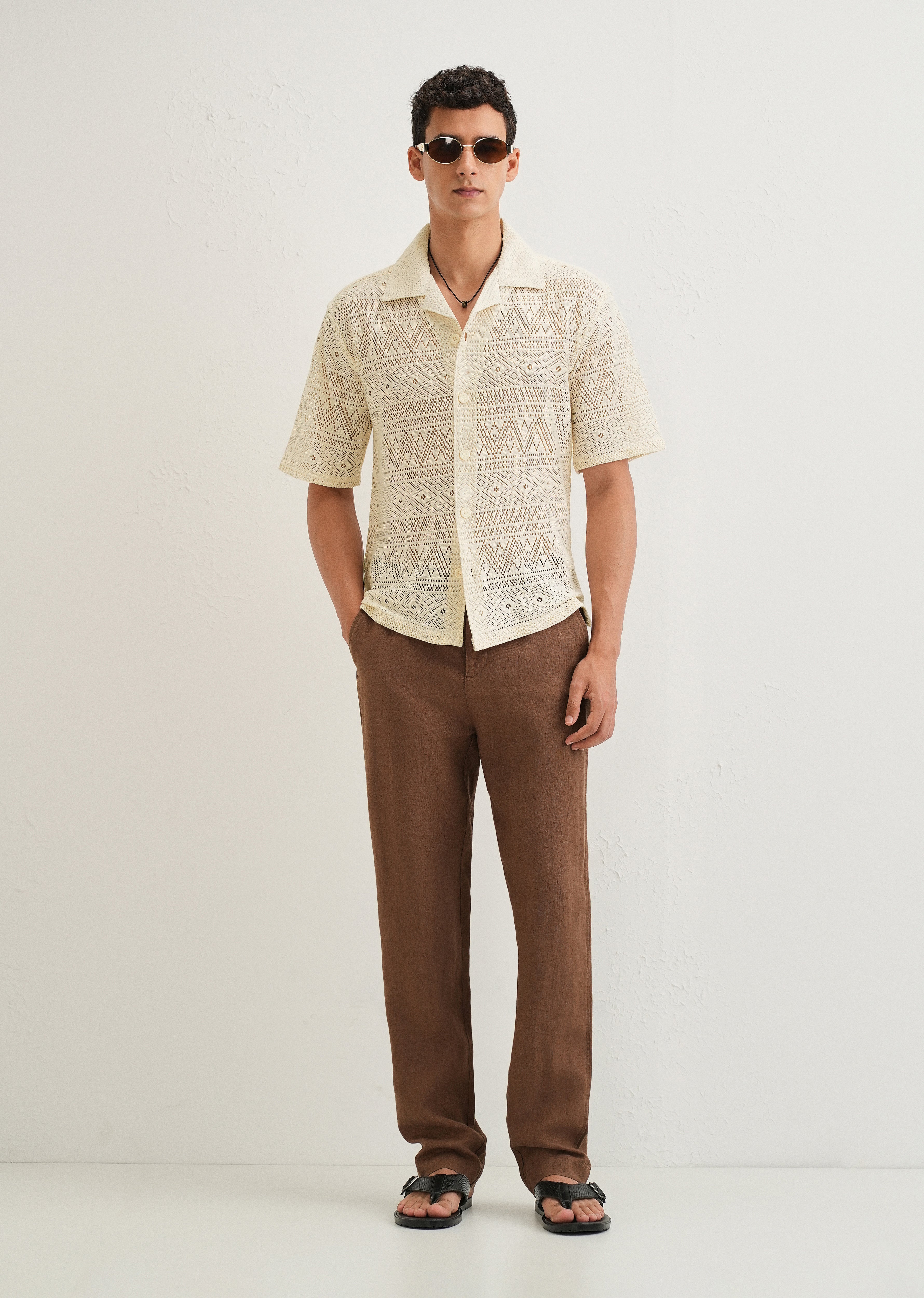 Ivory Cream Crochet Shirt