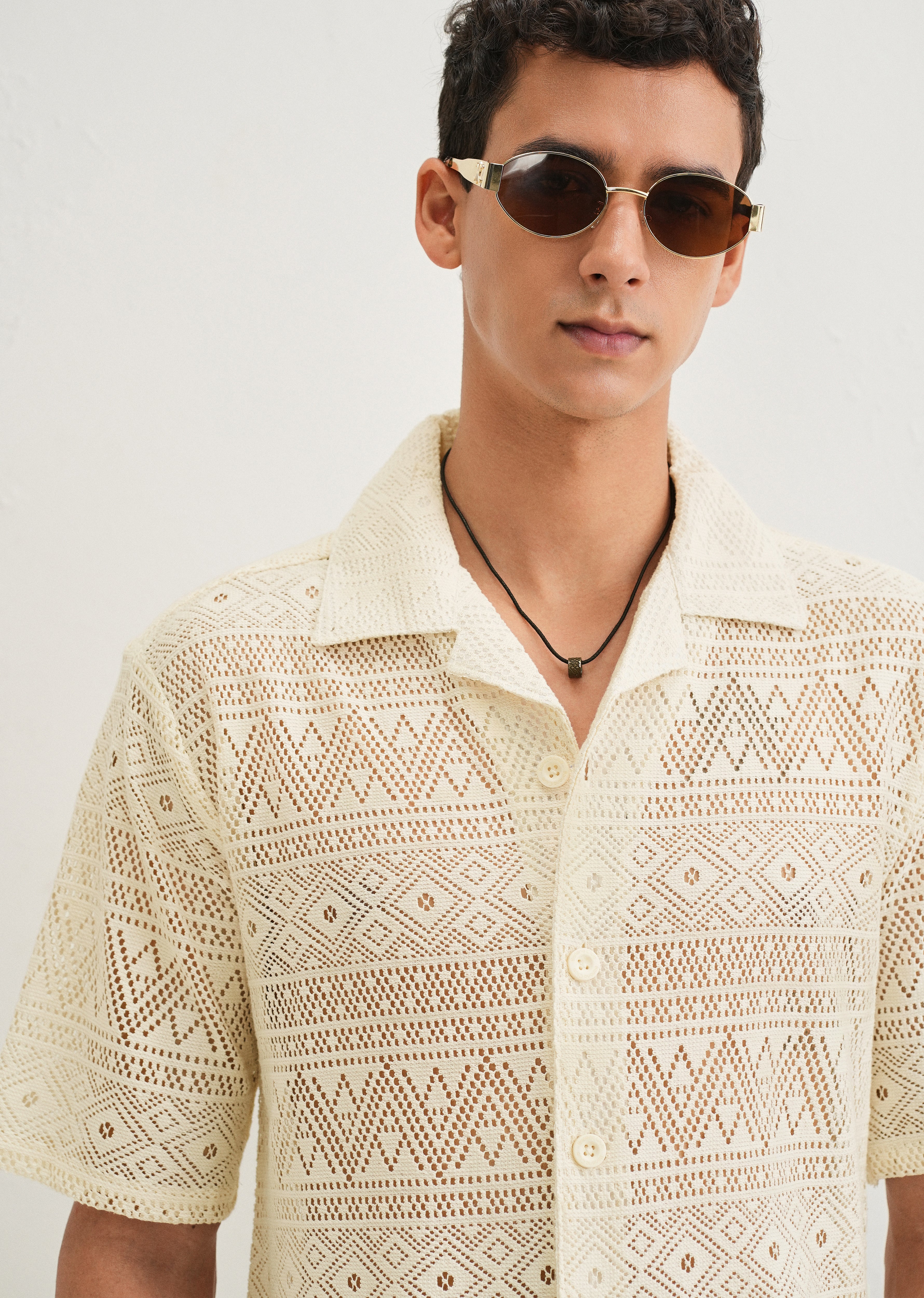 Ivory Cream Crochet Shirt