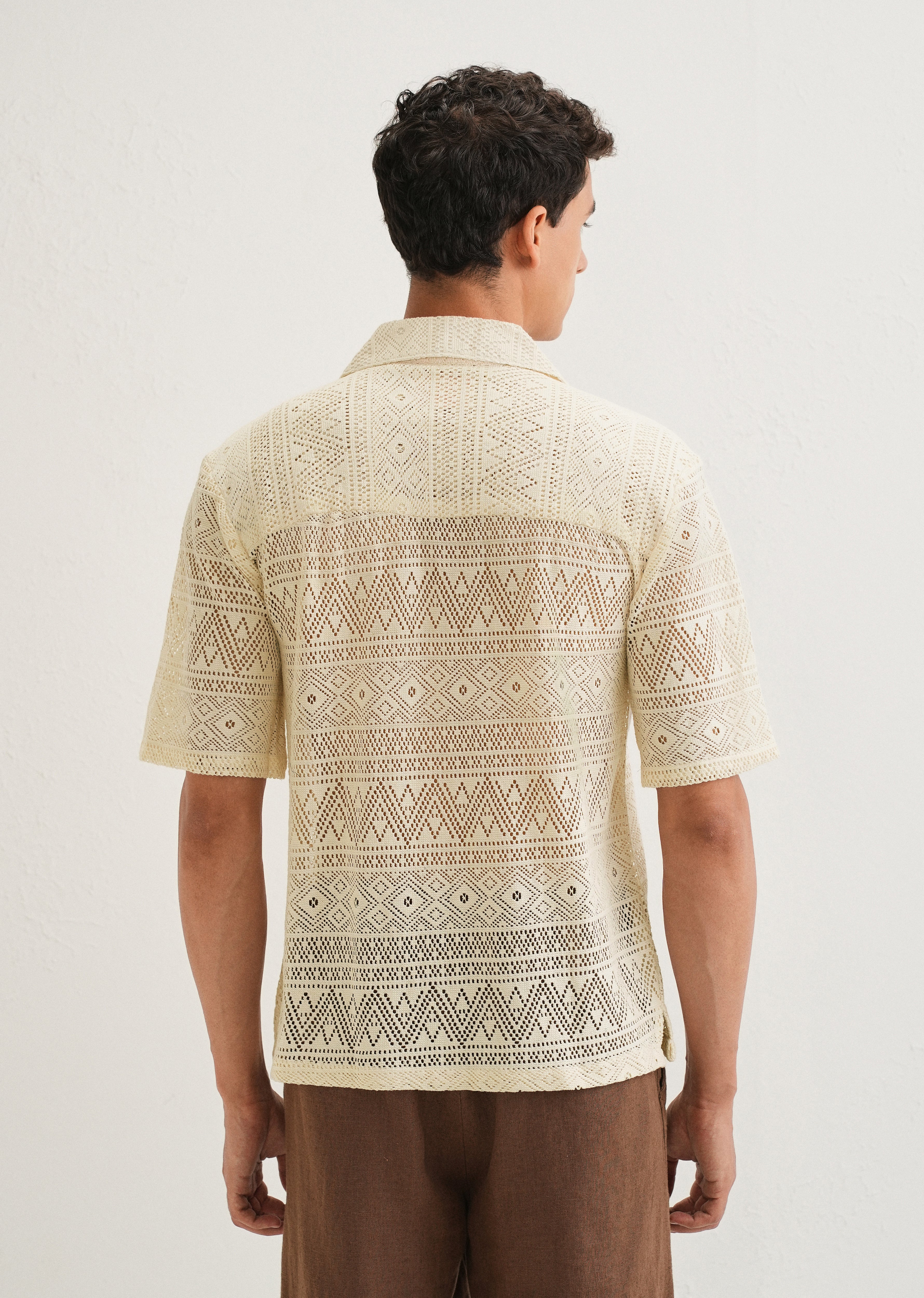 Ivory Cream Crochet Shirt