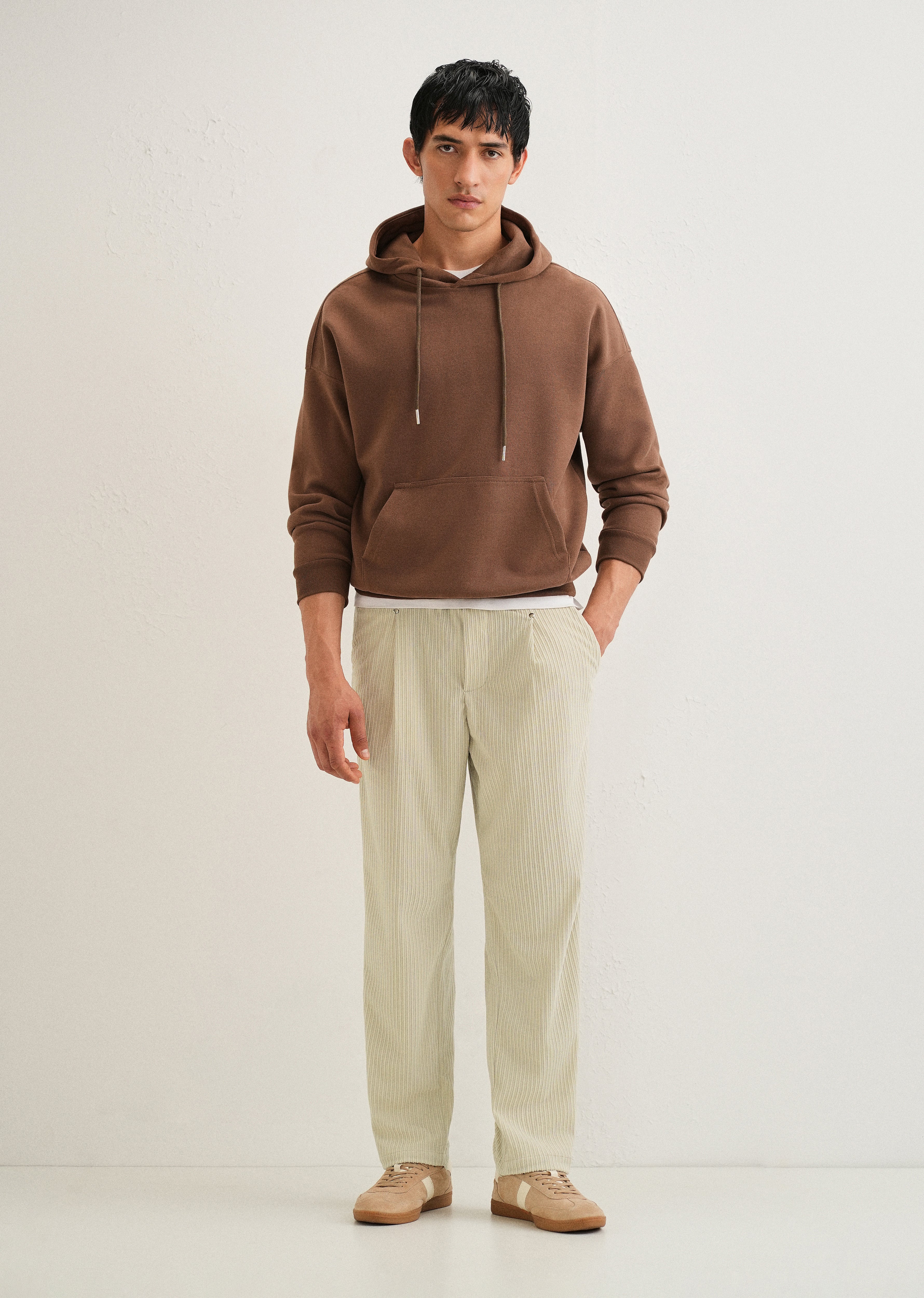 Ivory Cream Drawstring Corduroy Pant