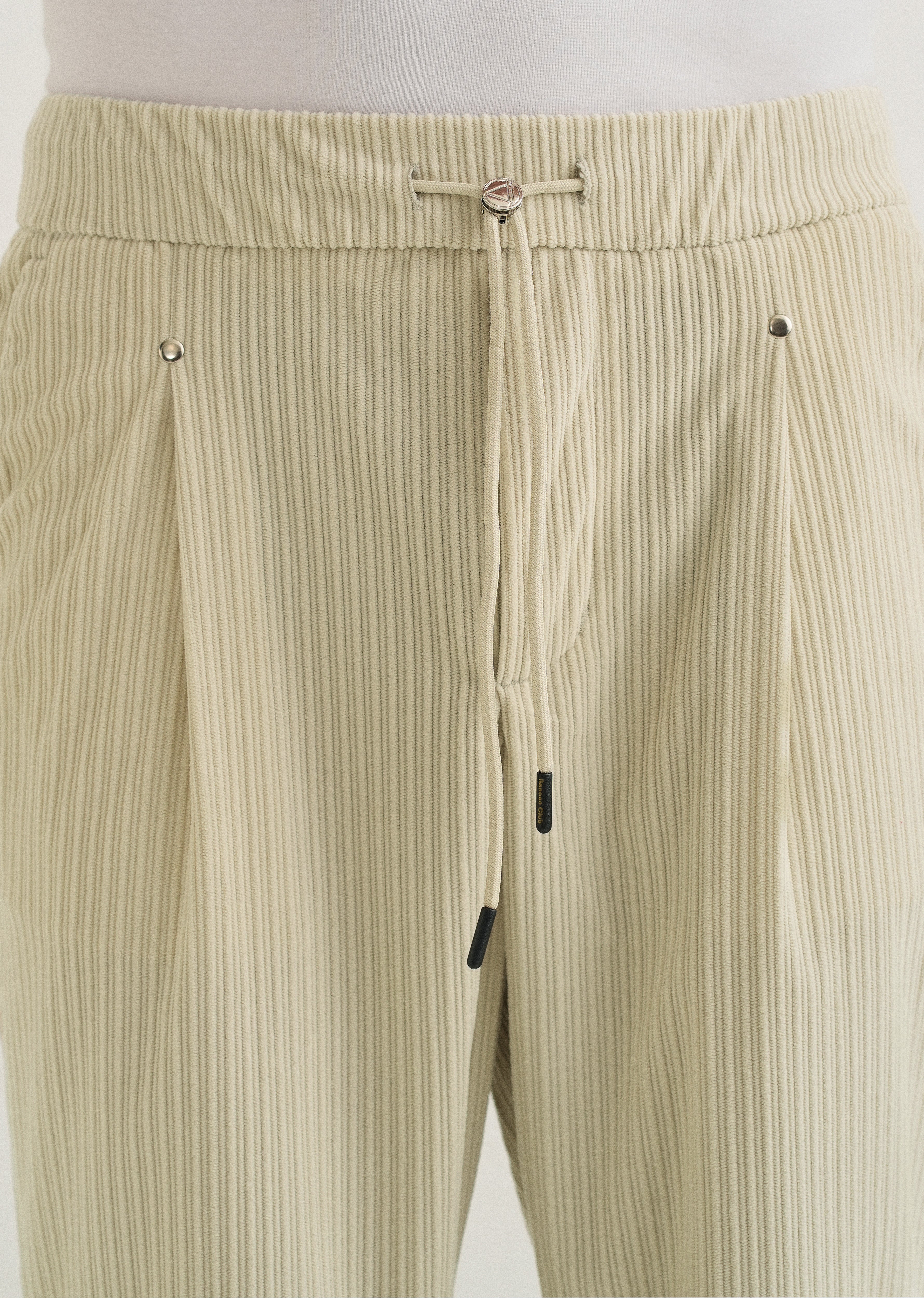 Ivory Cream Drawstring Corduroy Pant