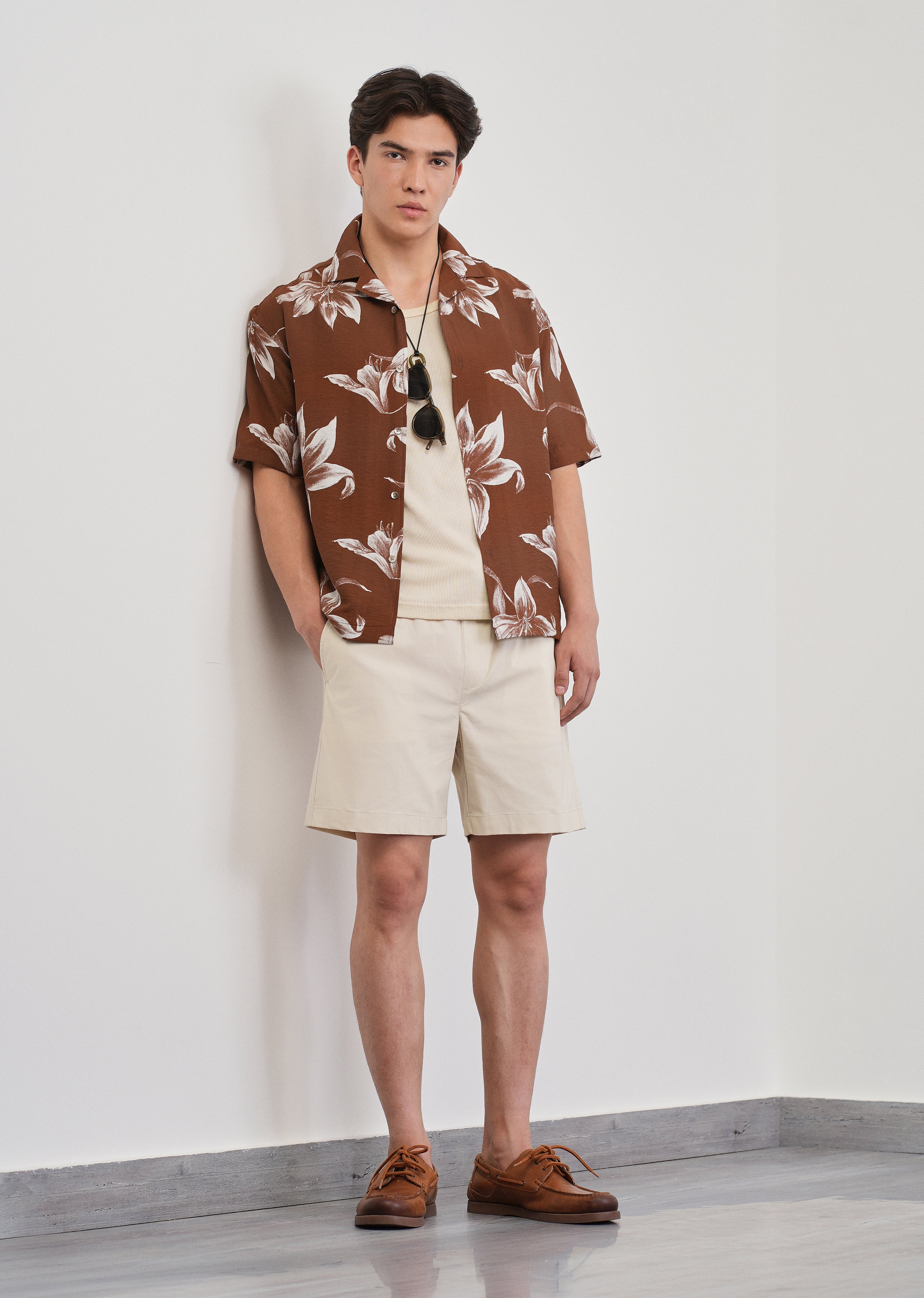 Ivory Drawstring Cotton Shorts