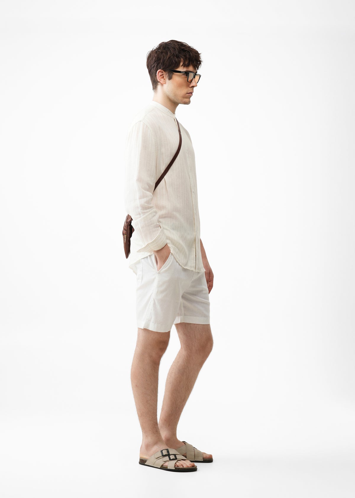 Ivory Lyocell Cotton Pinstripe Shirt