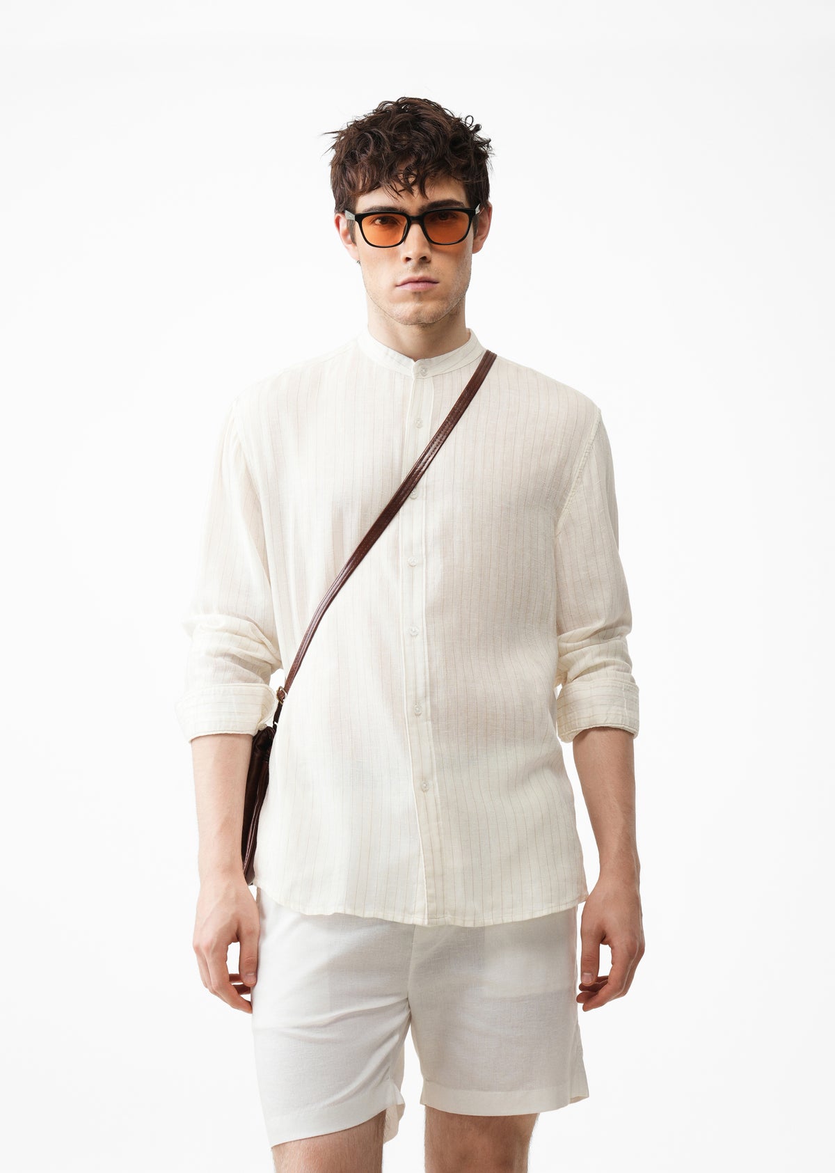 Ivory Lyocell Cotton Pinstripe Shirt