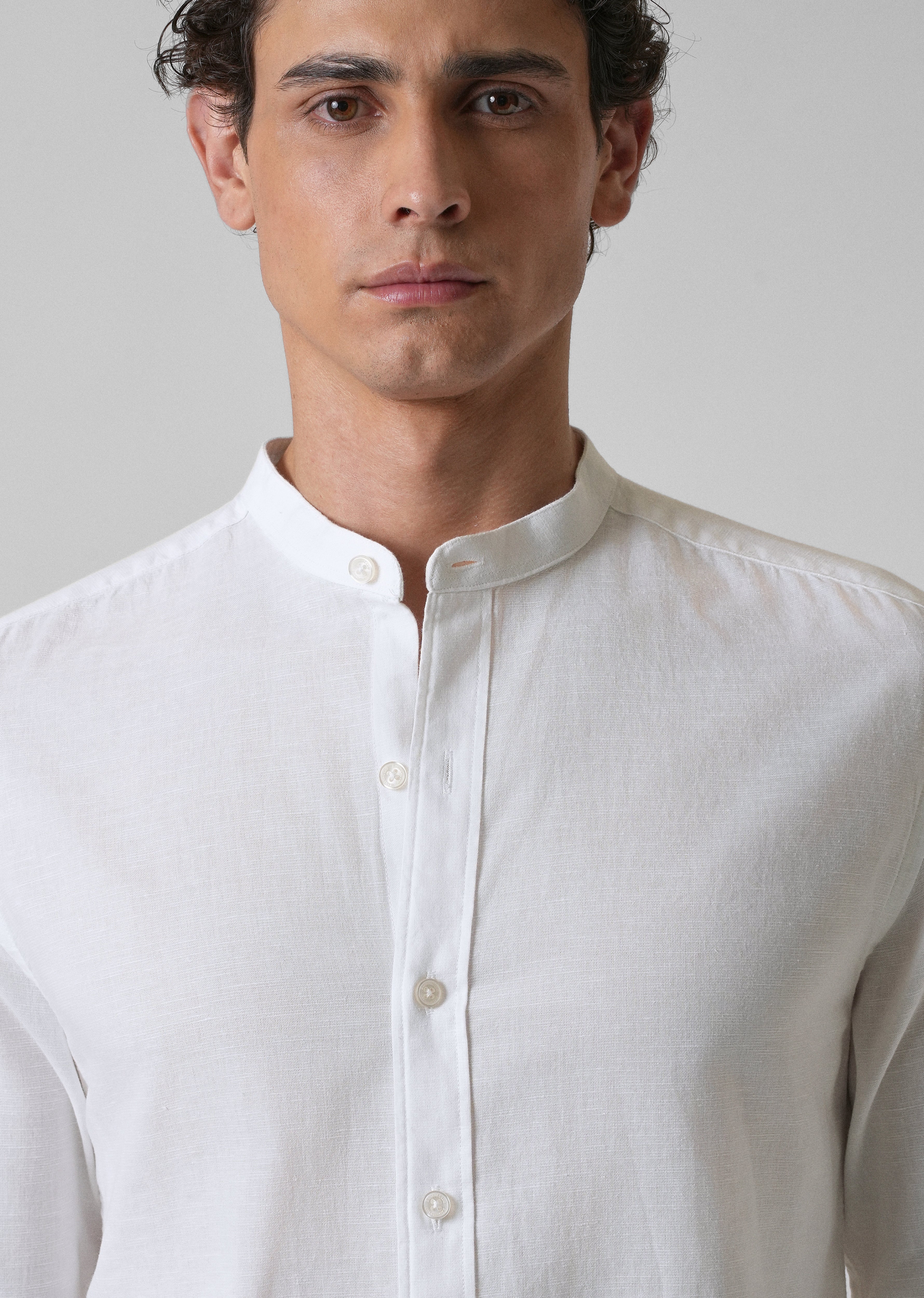 Ivory White Cotton Linen Shirt
