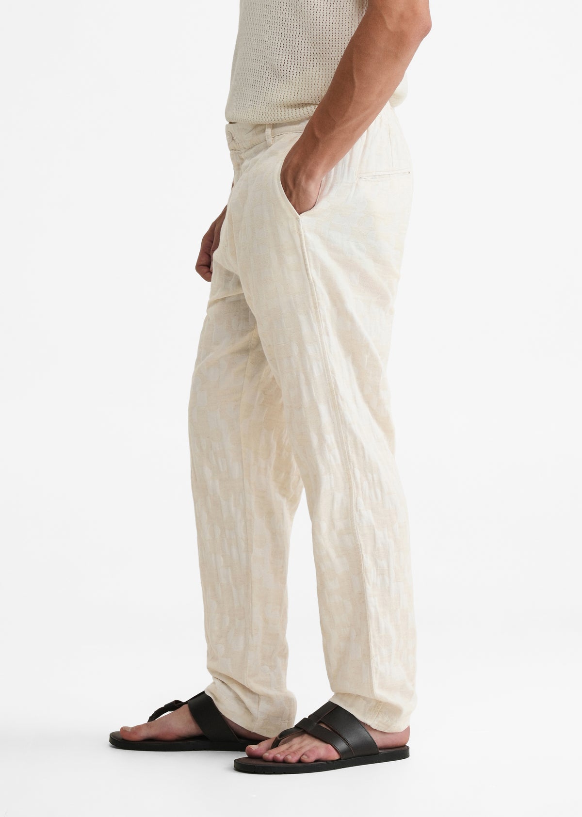 Ivory Abstract Jacquard Pant
