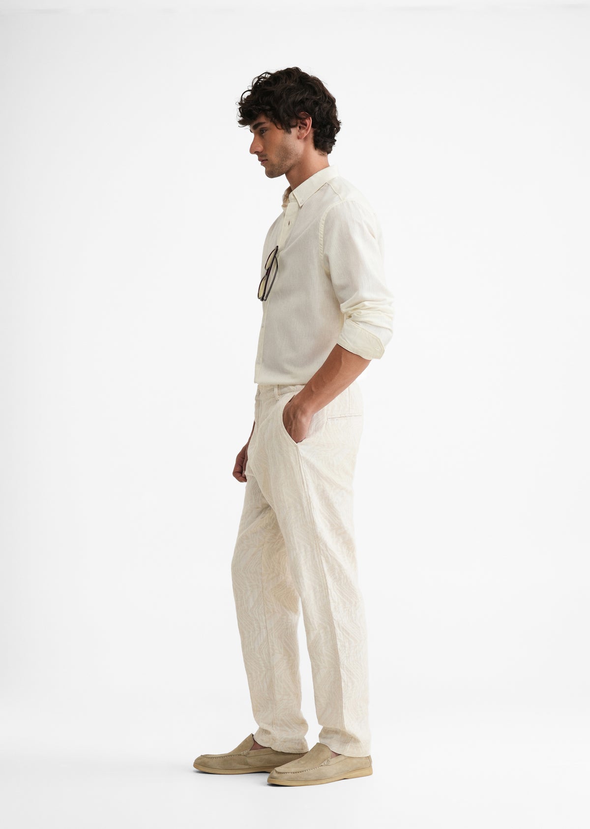 Ivory Geometric Jacquard Pant
