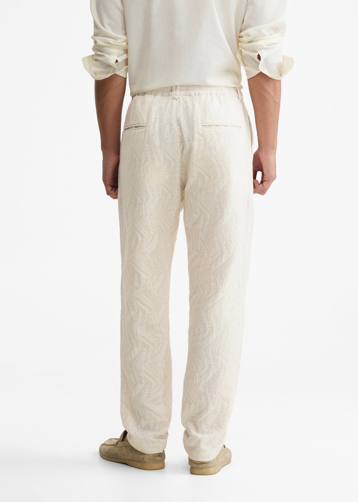 Ivory Geometric Jacquard Pant