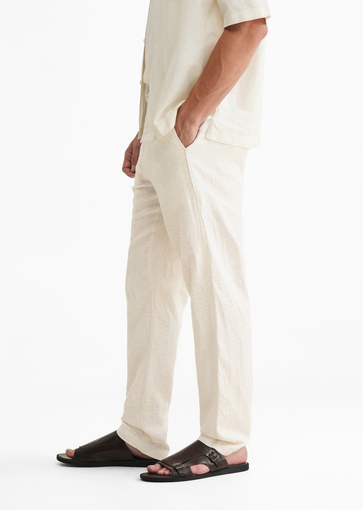 Ivory Tropical Jacquard Pant