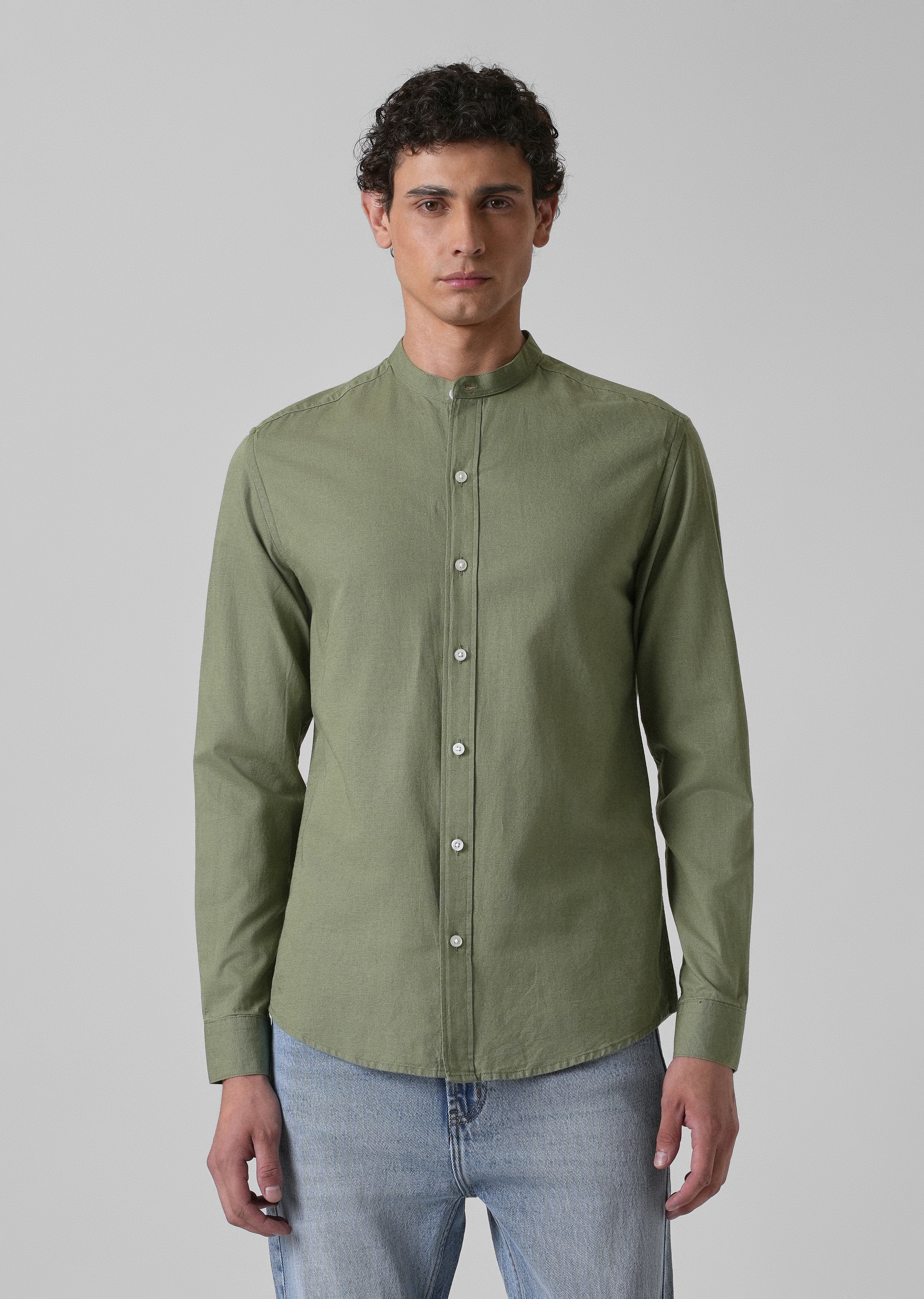 Kelly Green Cotton Linen Shirt