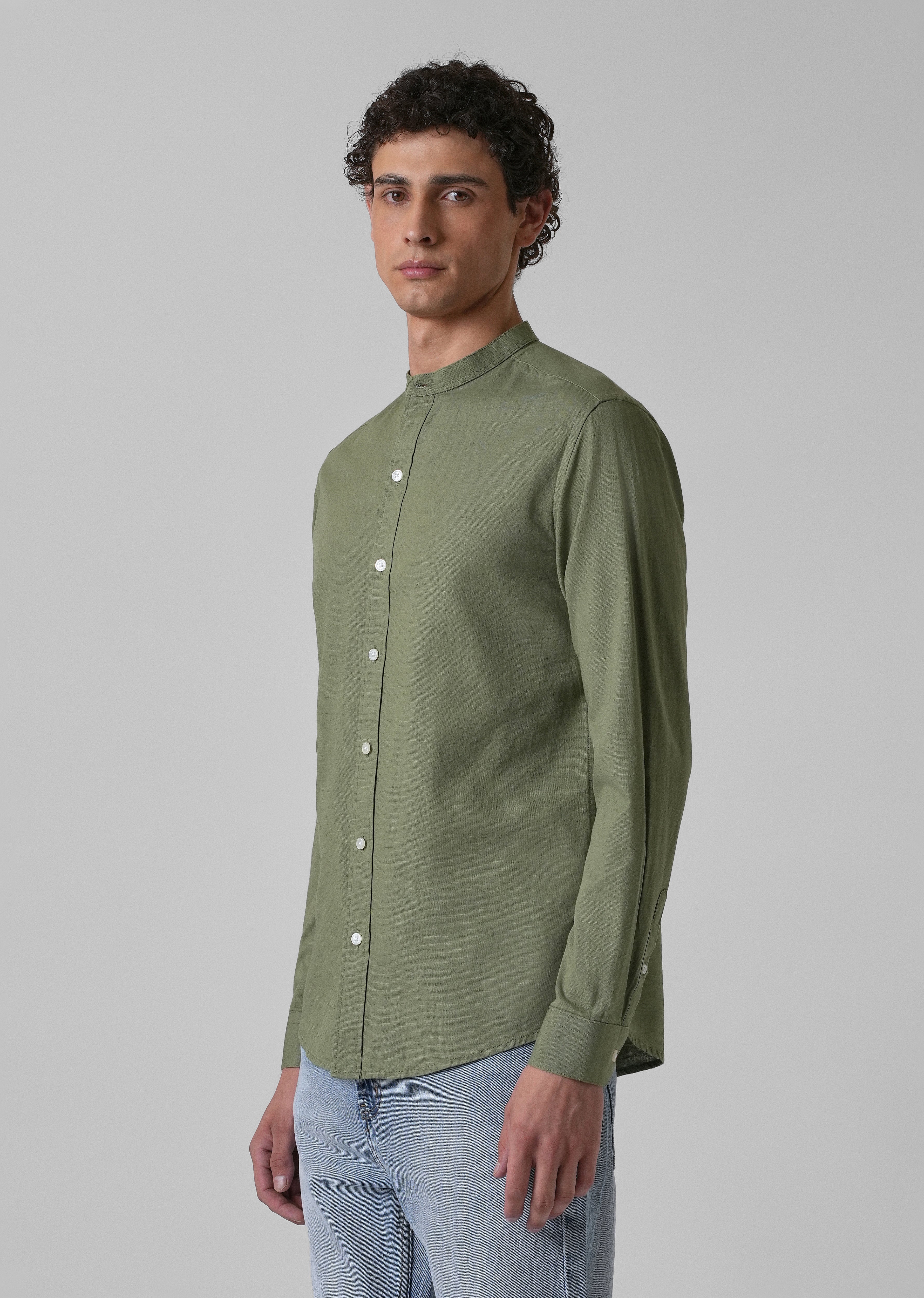 Kelly Green Cotton Linen Shirt