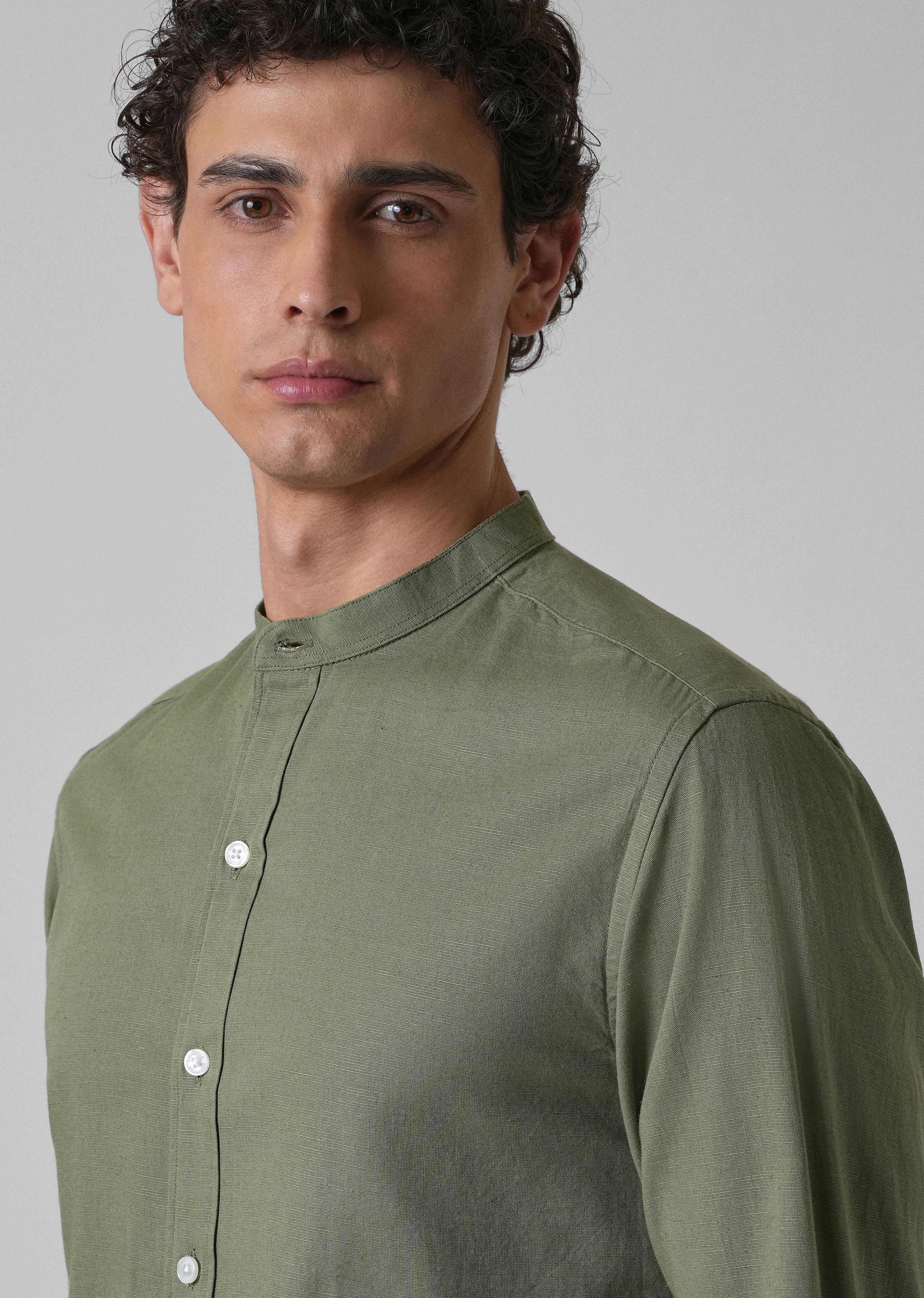 Kelly Green Cotton Linen Shirt