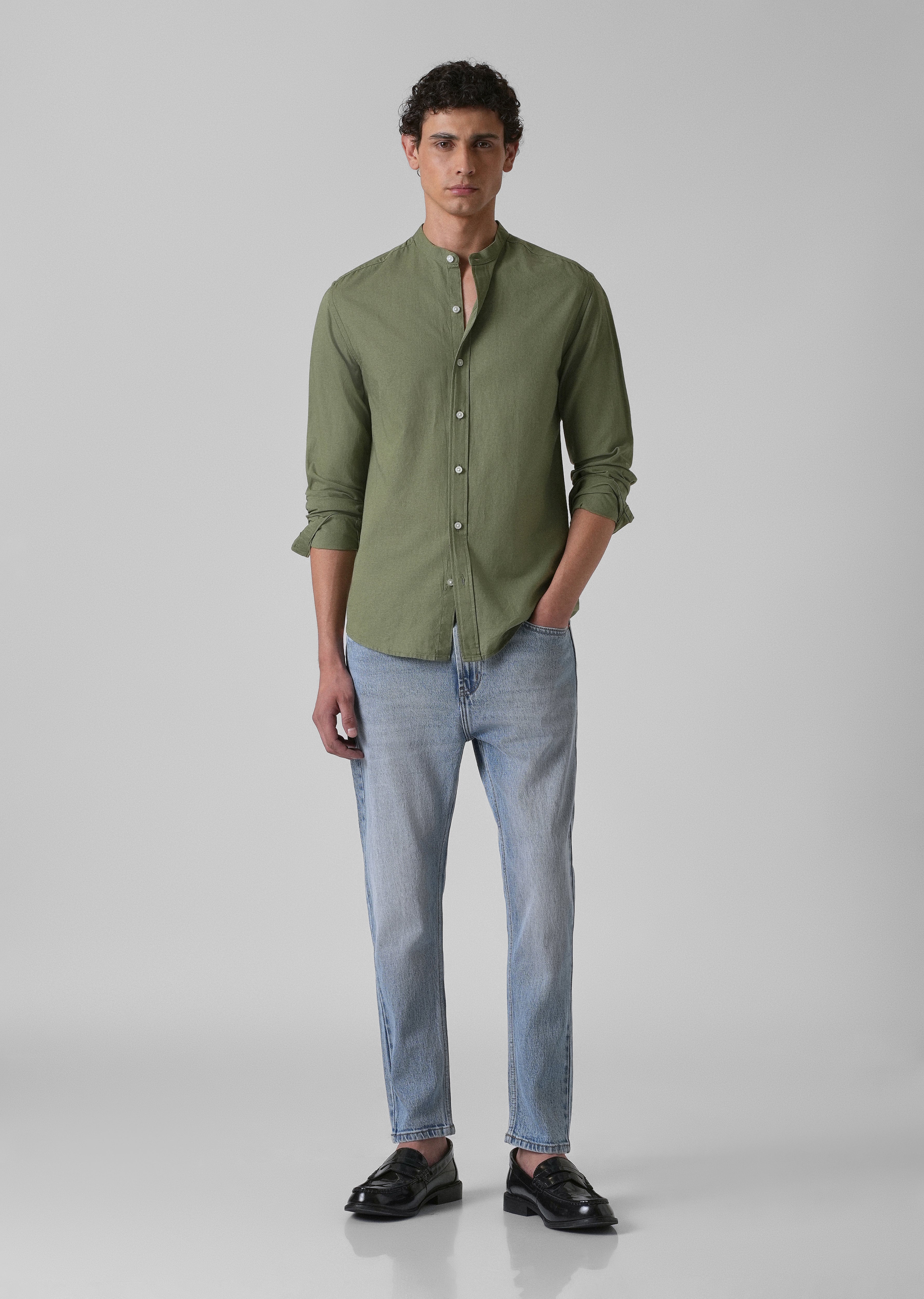 Kelly Green Cotton Linen Shirt