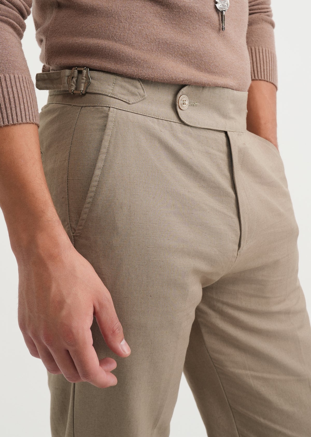 Khaki Cotton Linen Gurkha Pant