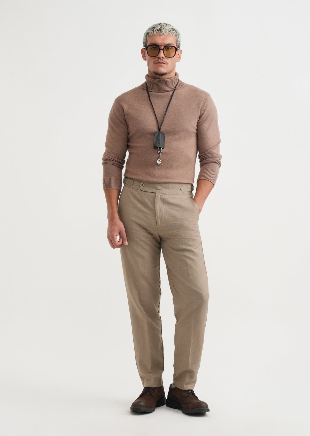 Khaki Cotton Linen Gurkha Pant