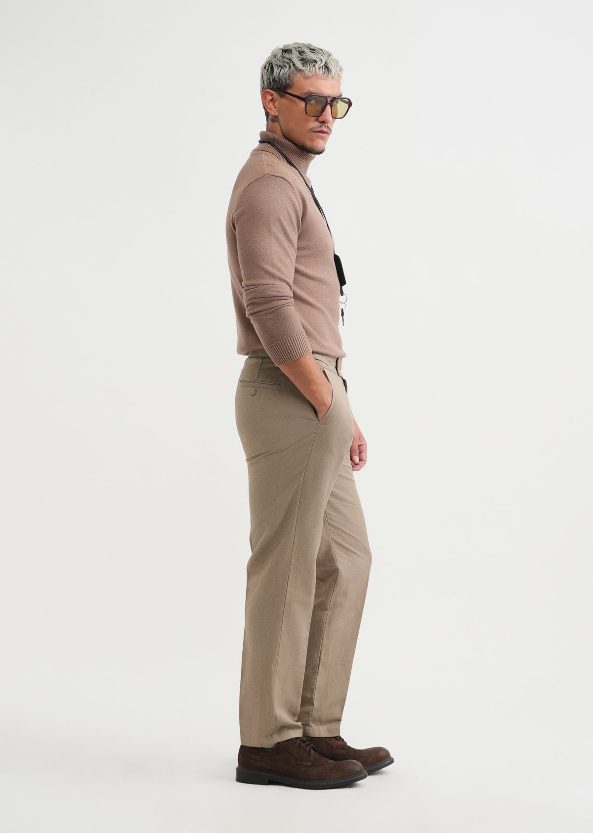 Khaki Cotton Linen Gurkha Pant