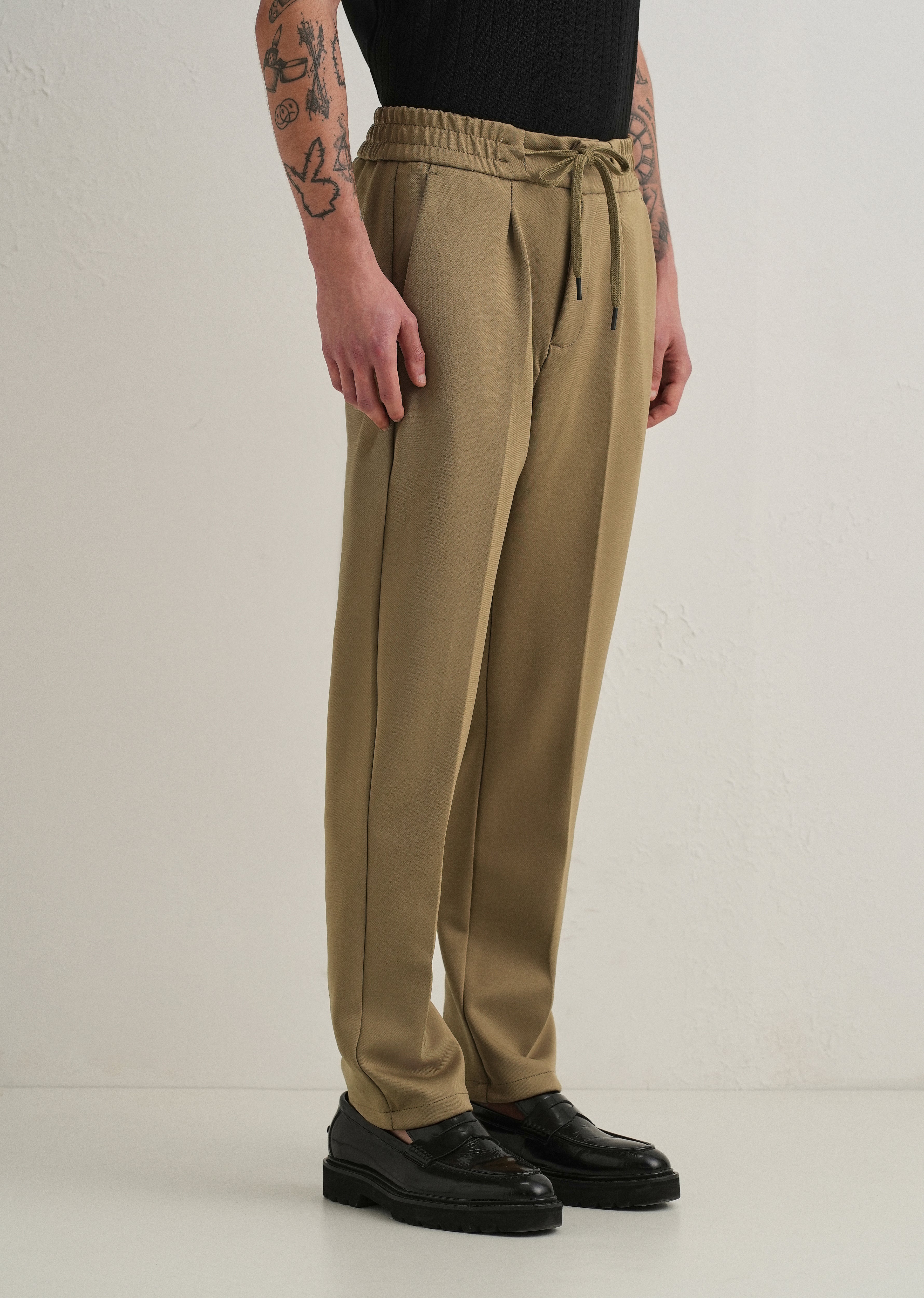 Khaki Drawstring Trousers