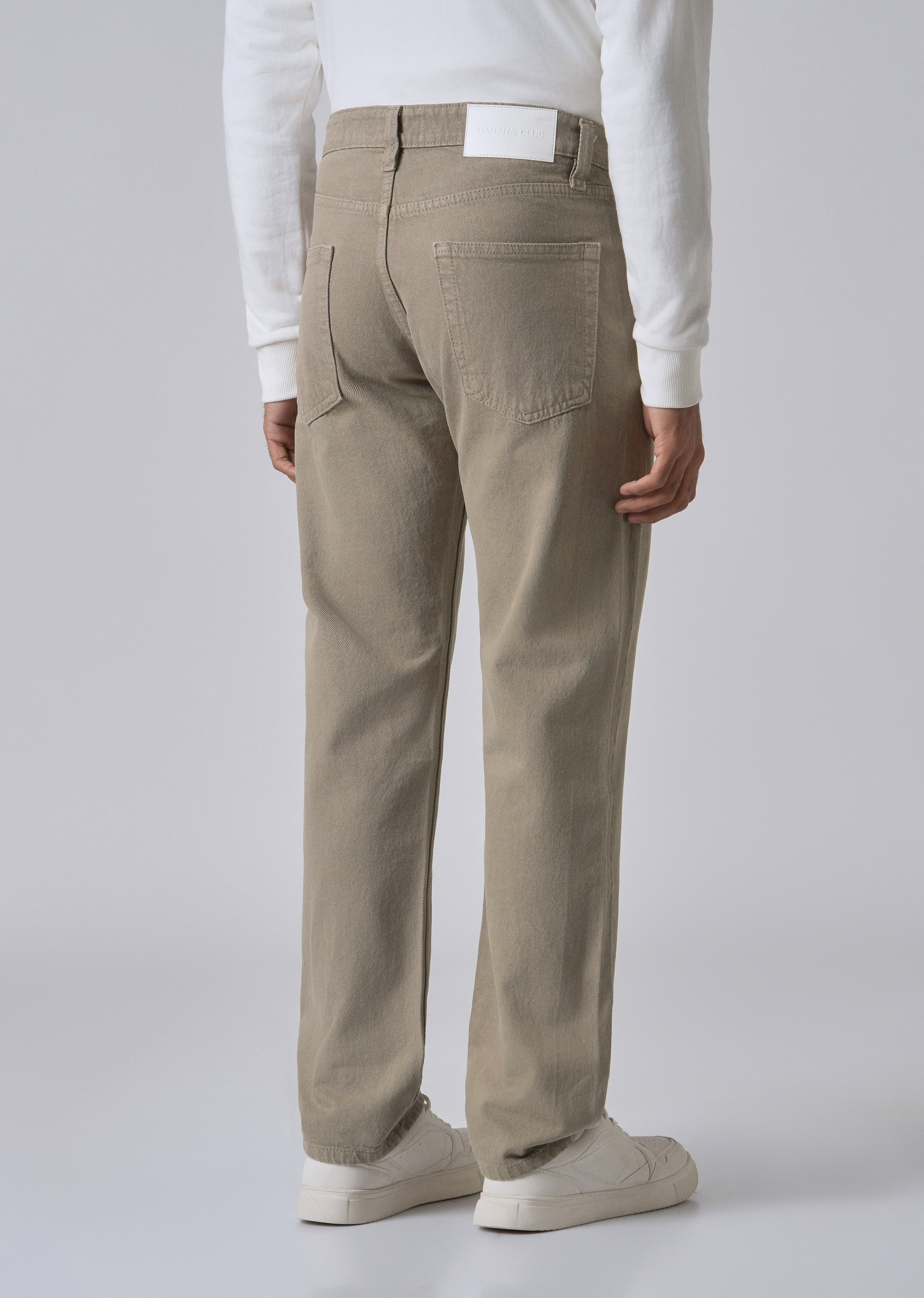 Khaki Green Straight Fit Denim