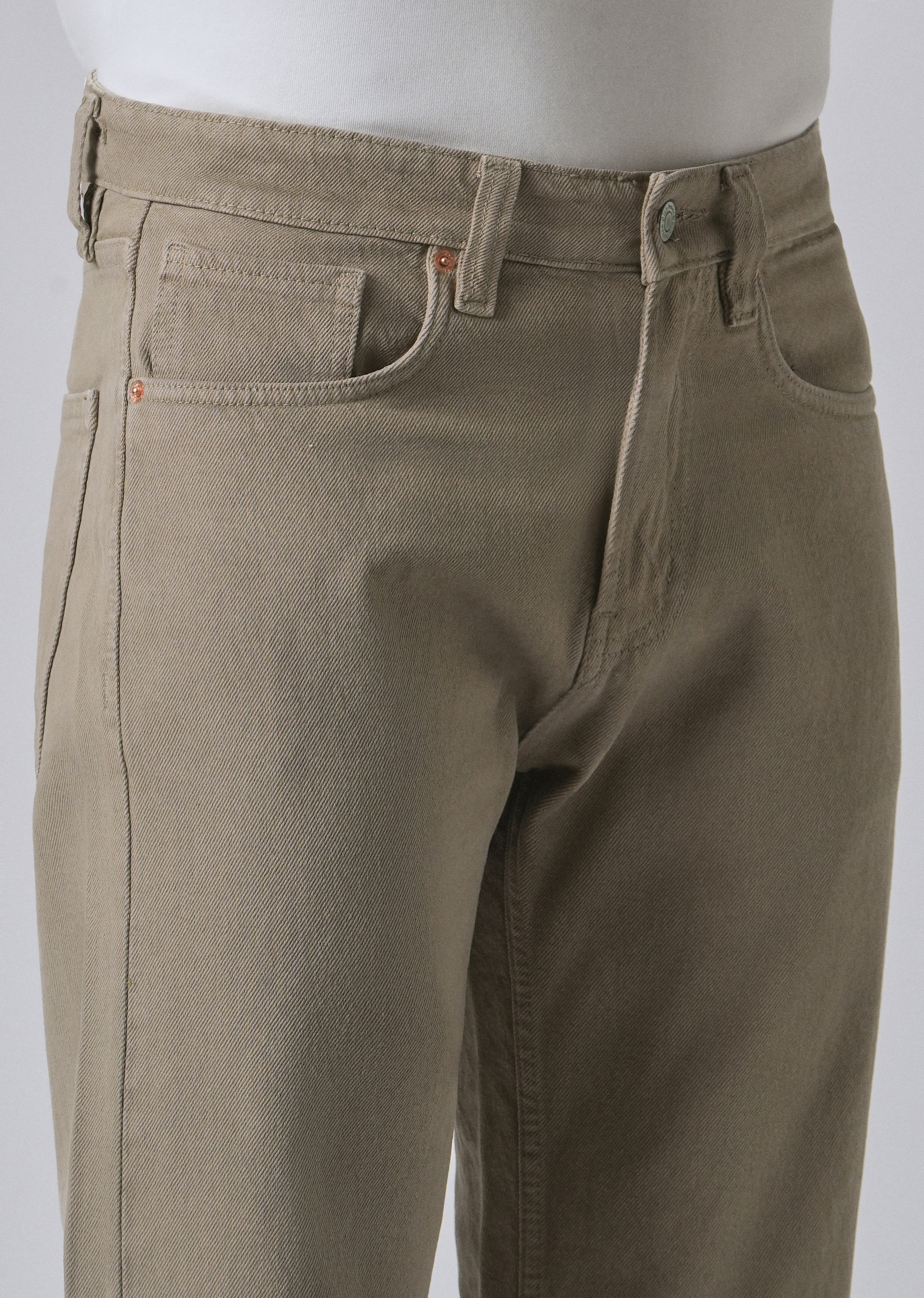 Khaki Green Straight Fit Denim