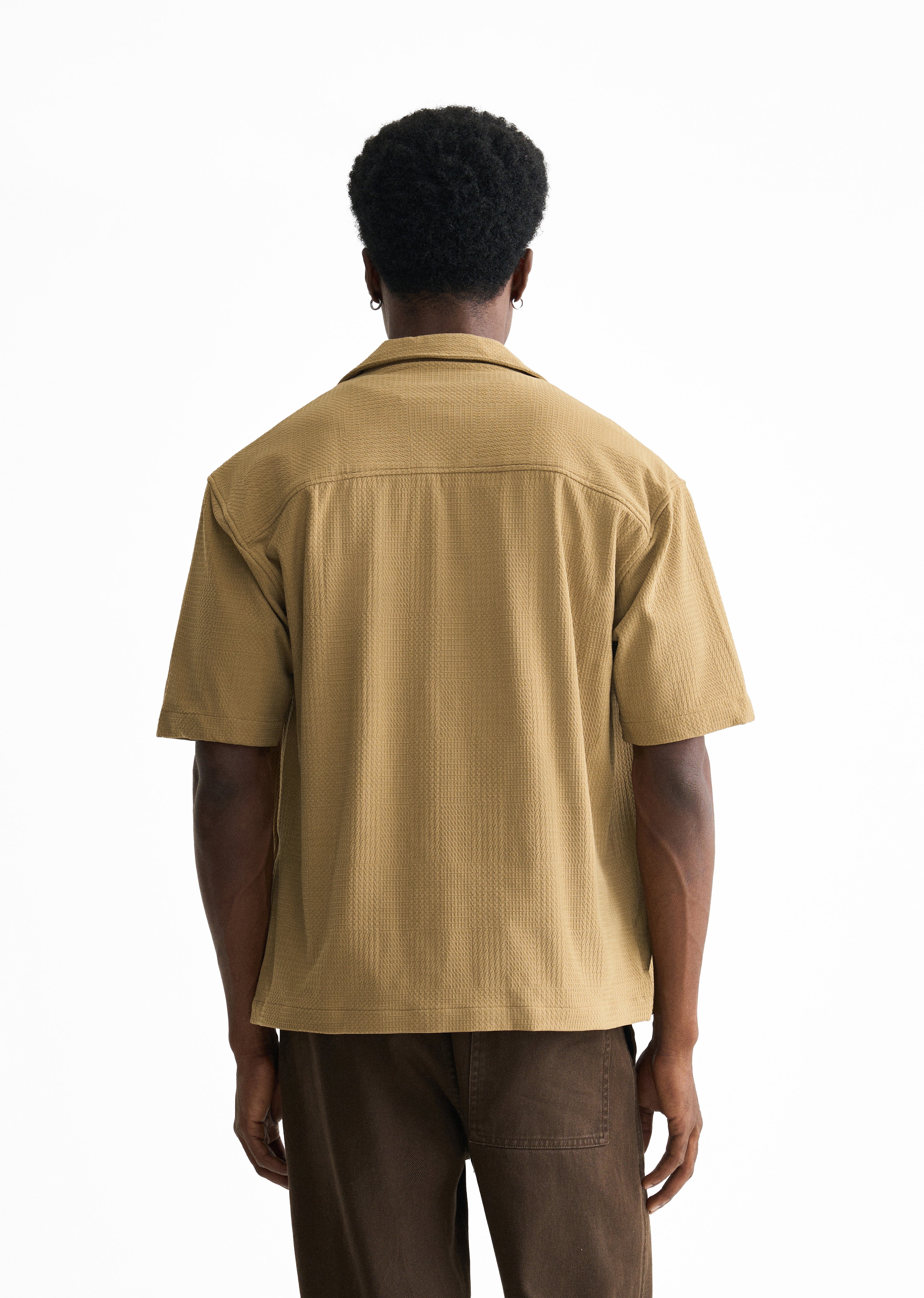 Khaki Textured Knitted Shirt