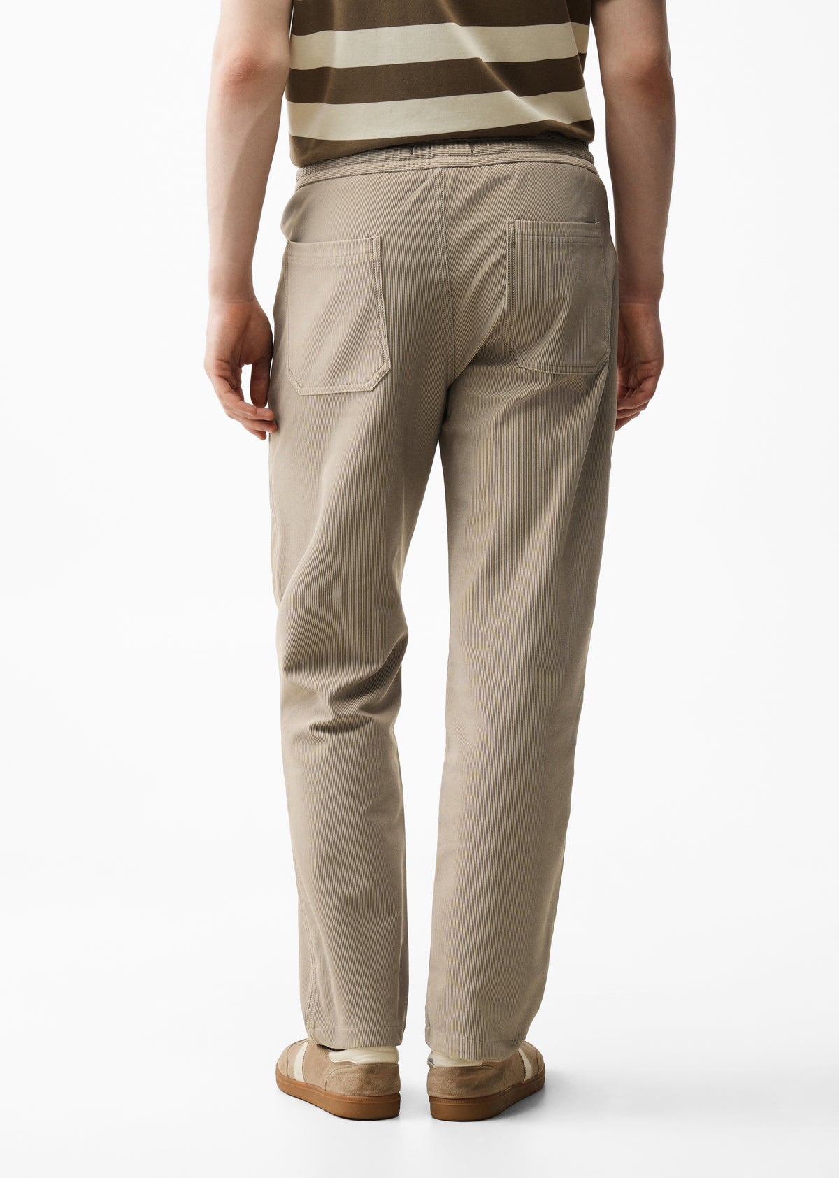 Khaki Straight Fit Corduroy Pants