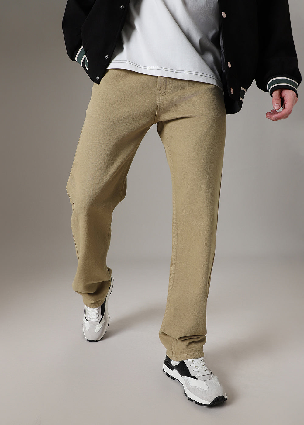 Khaki Straight Fit Denim1