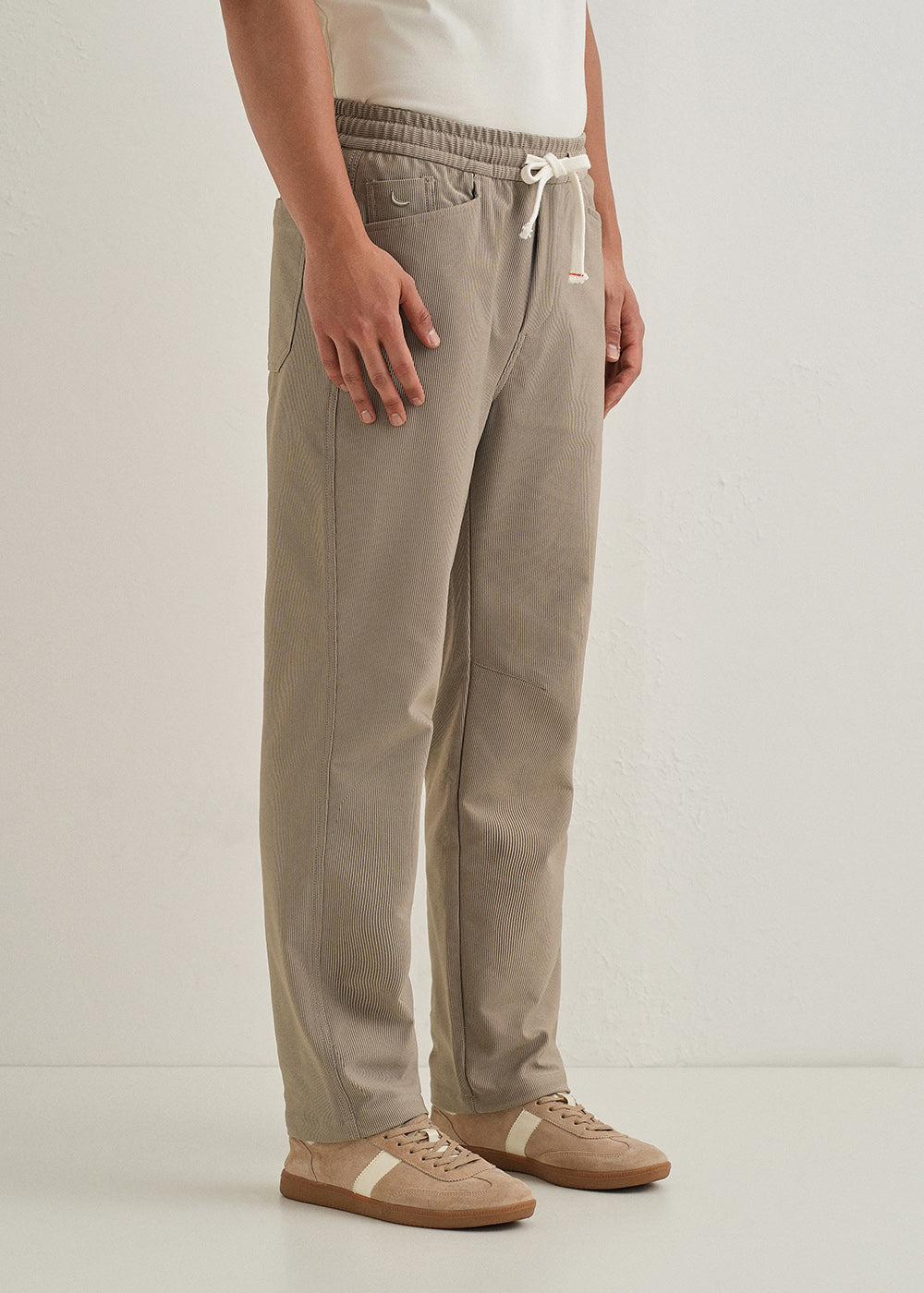 Khaki Straight Fit Corduroy Pants