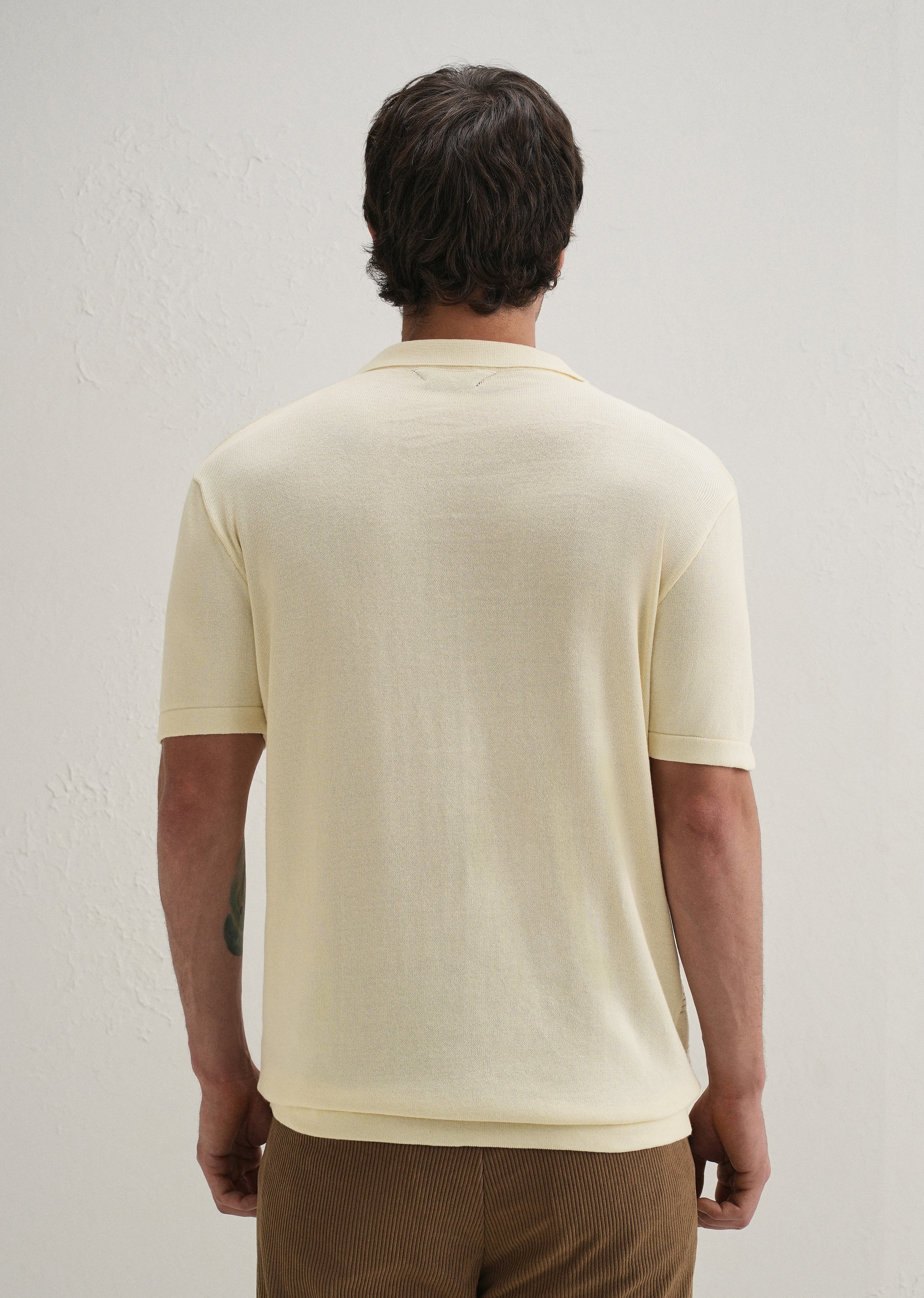 Knitted Cream Polo T-shirt