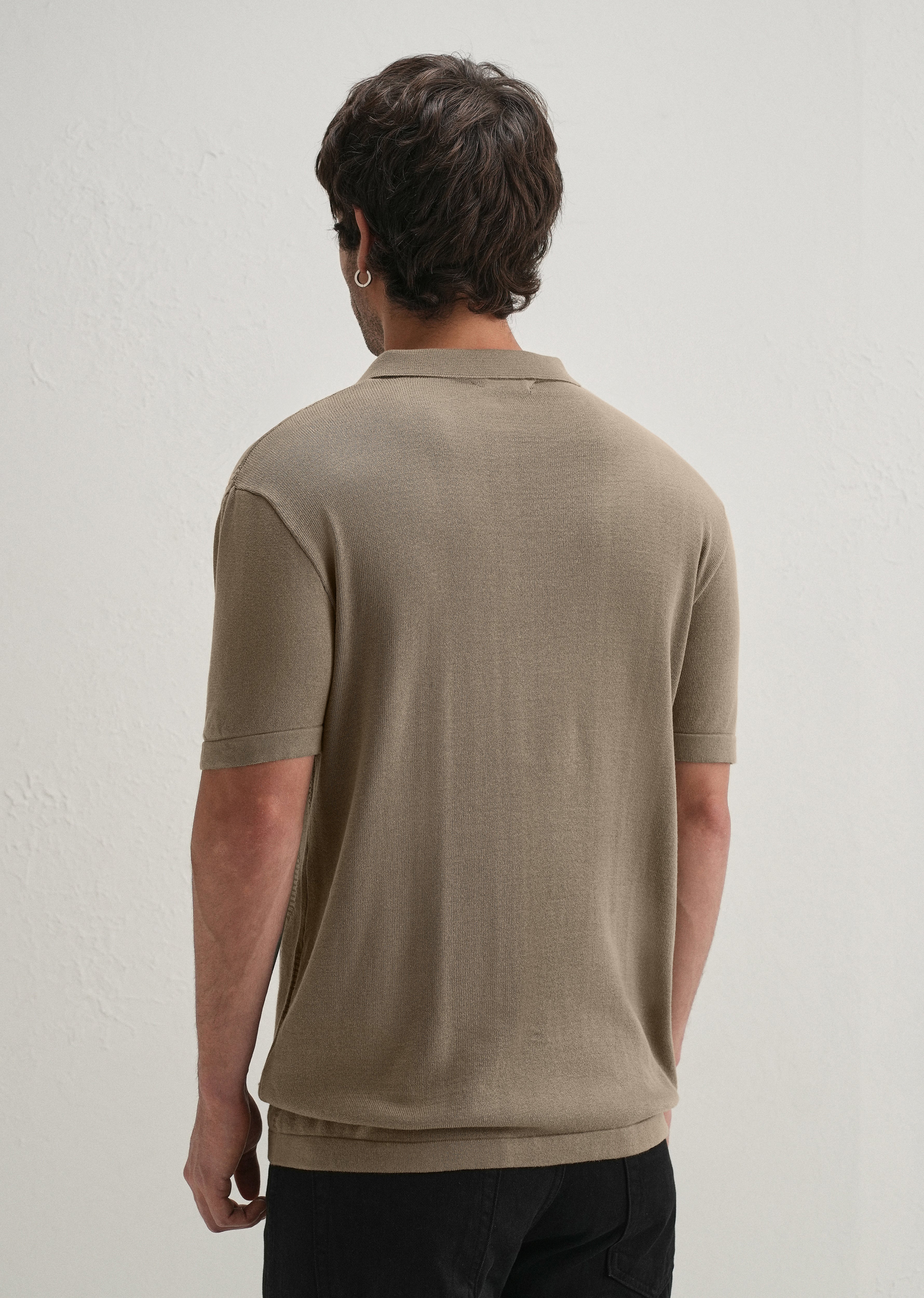 Knitted Taupe Beige Polo T-shirt