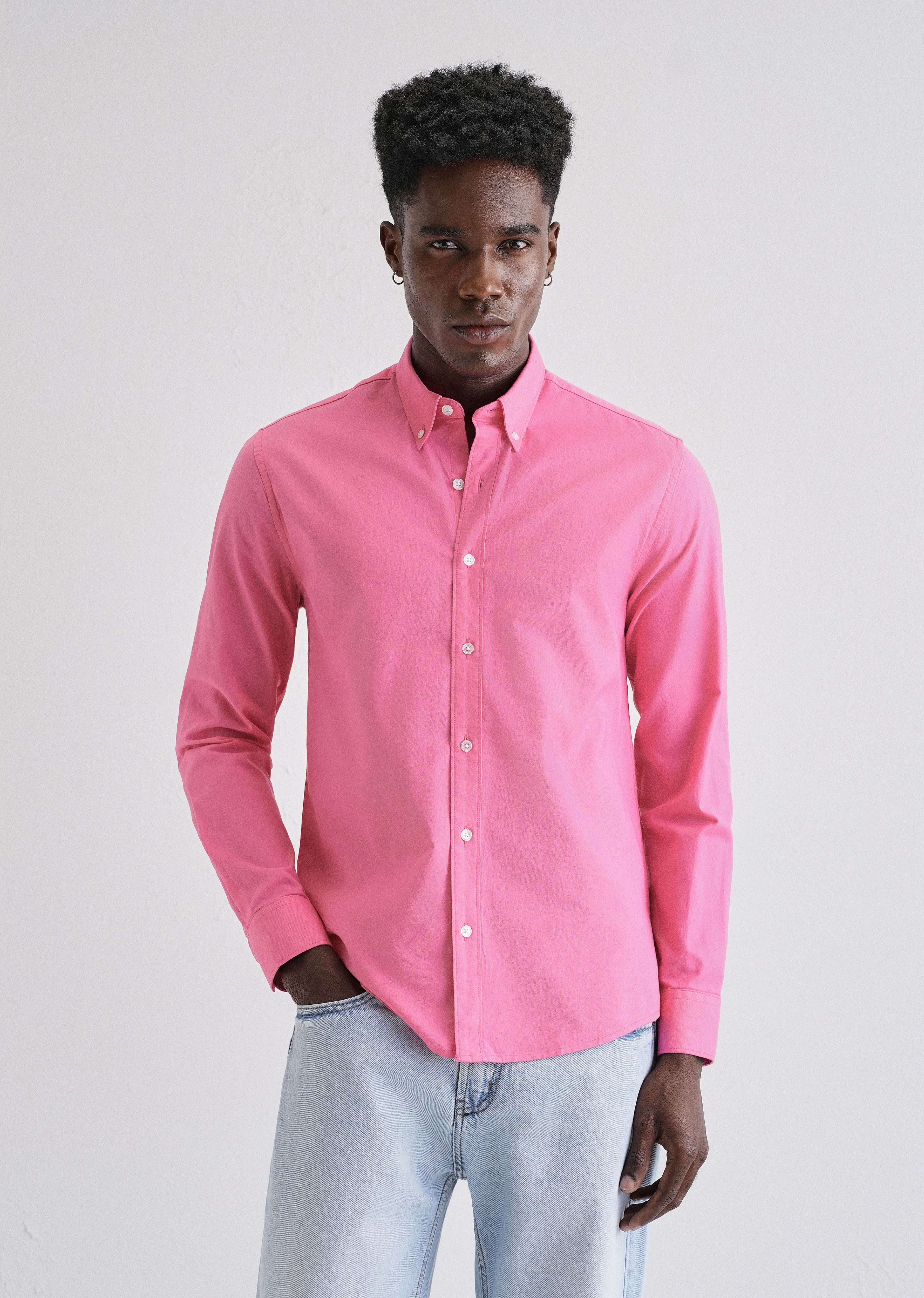 Knockout Pink Plain Oxford Shirt