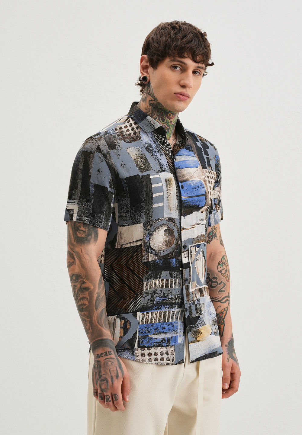 Lattice Blue Feather shirt