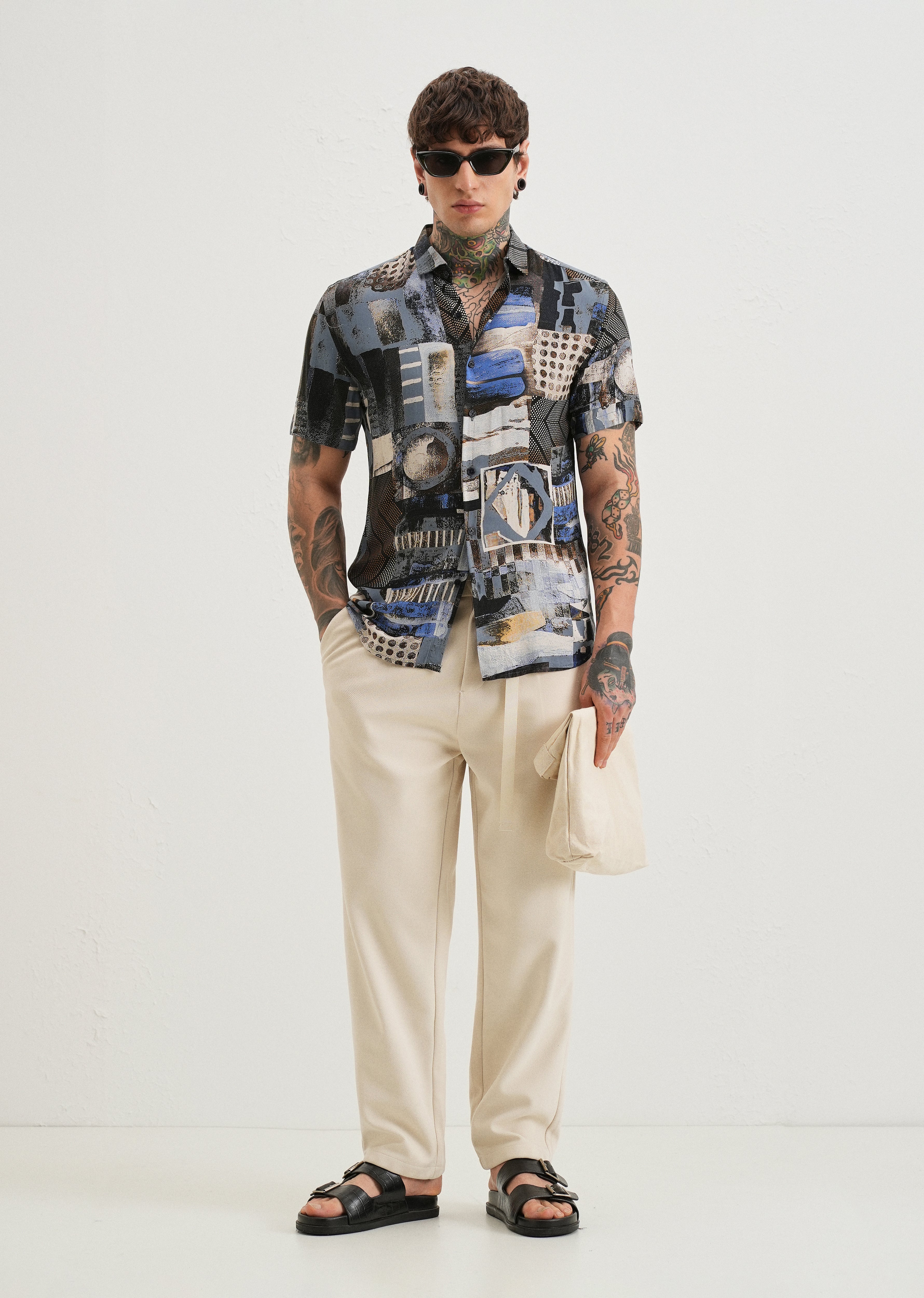 Lattice Blue Feather shirt