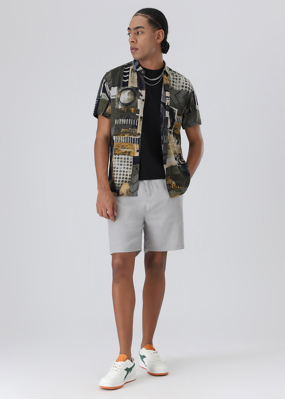 Lattice Green Feather shirt