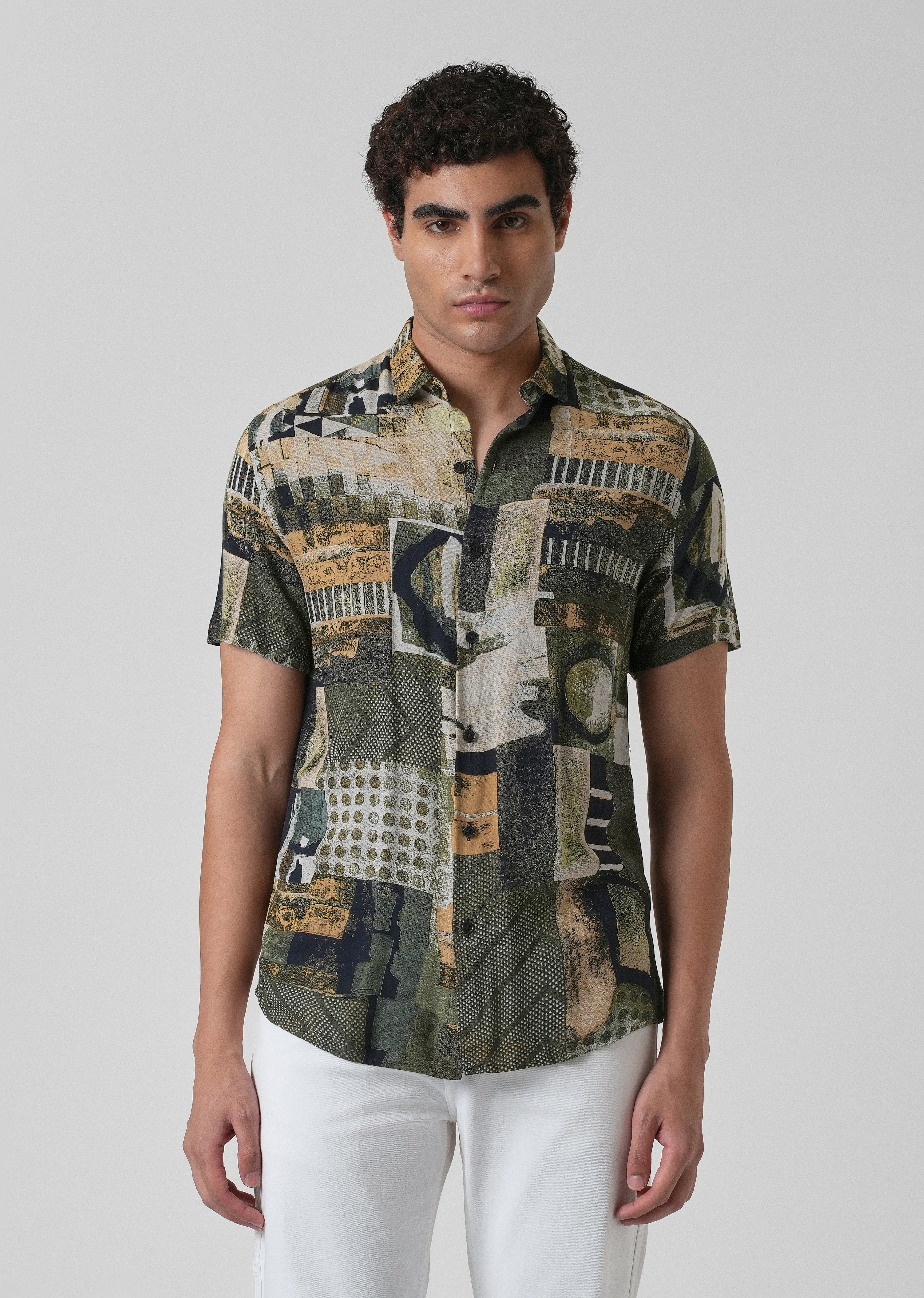 Lattice Green Feather shirt