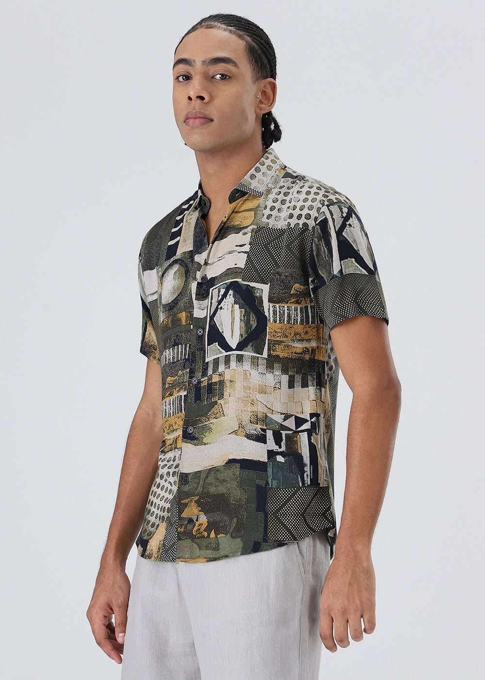 Lattice Green Feather shirt