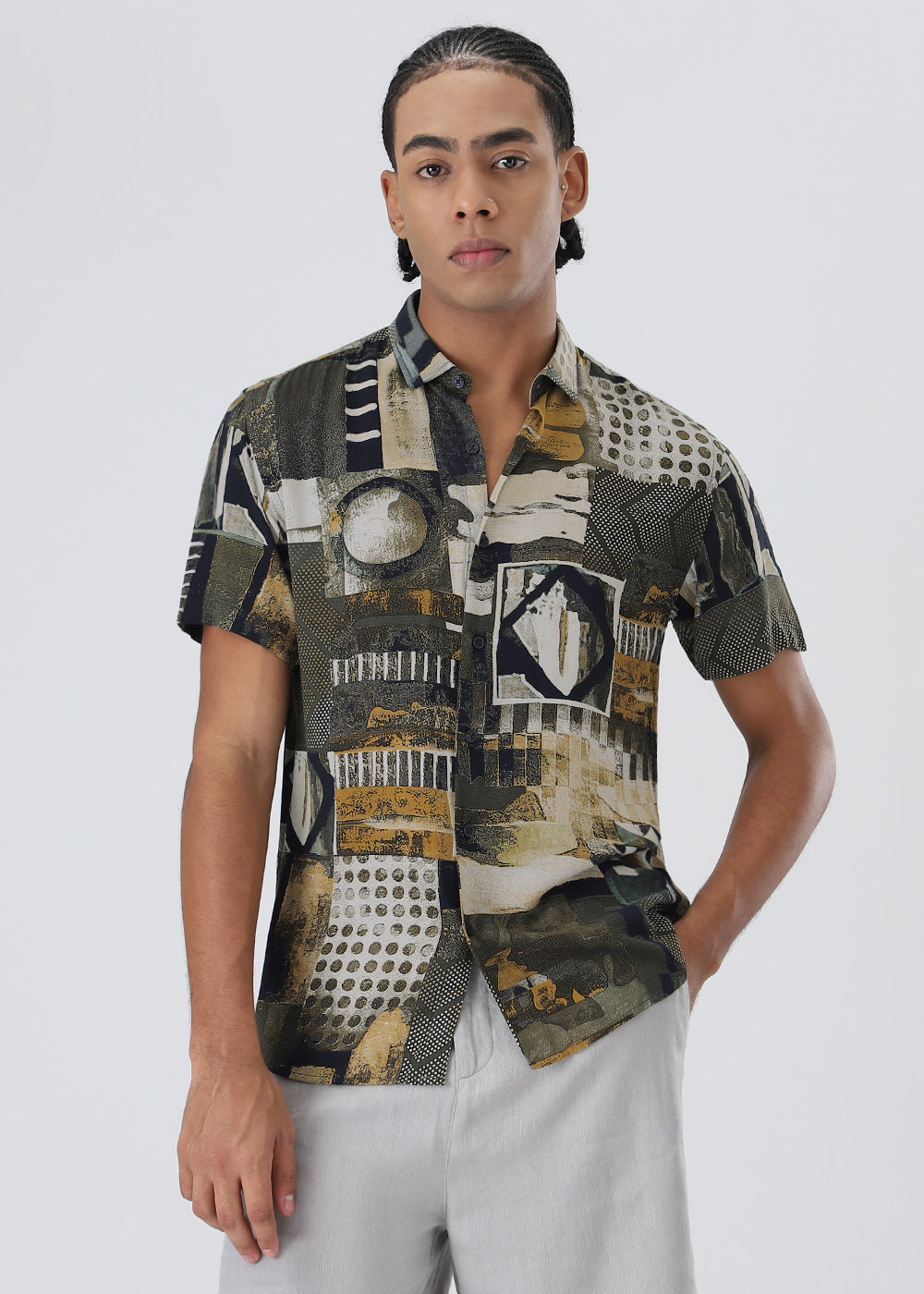 Lattice Green Feather shirt