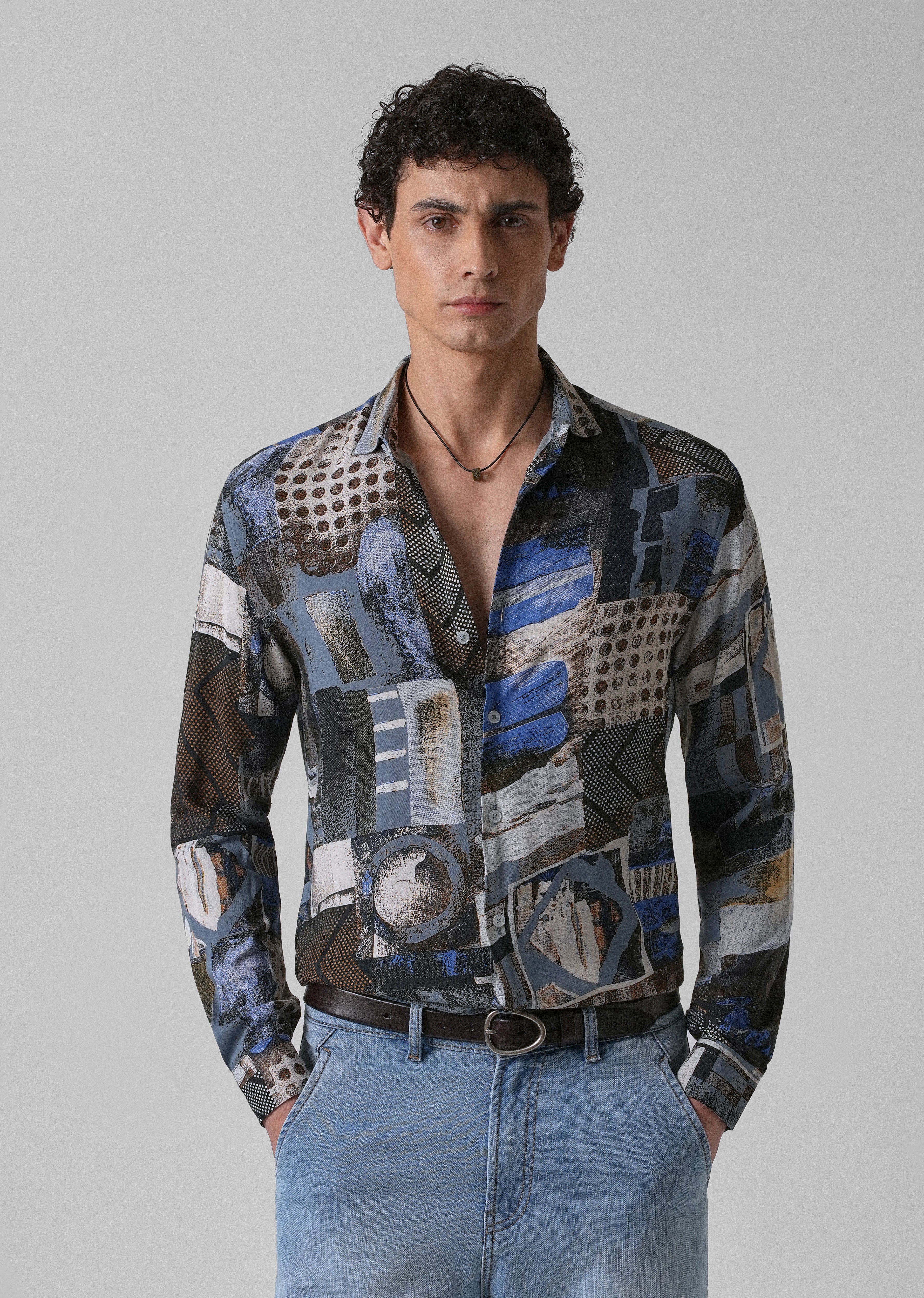 Lattice Azure Feather shirt