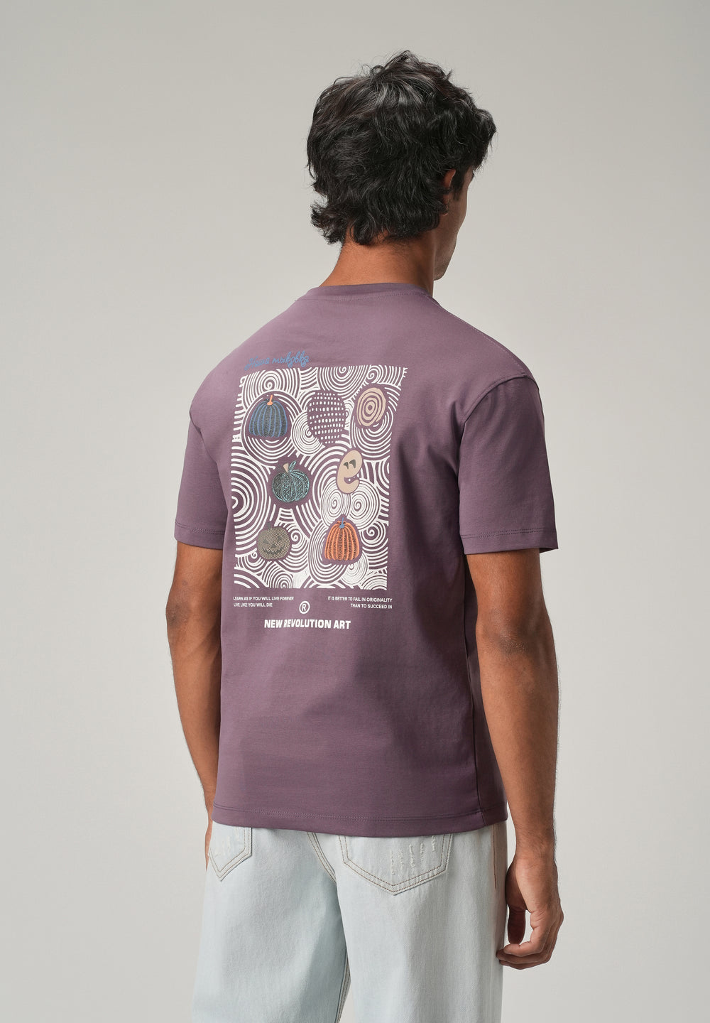 Lavender Back Print Slim Fit T-Shirt
