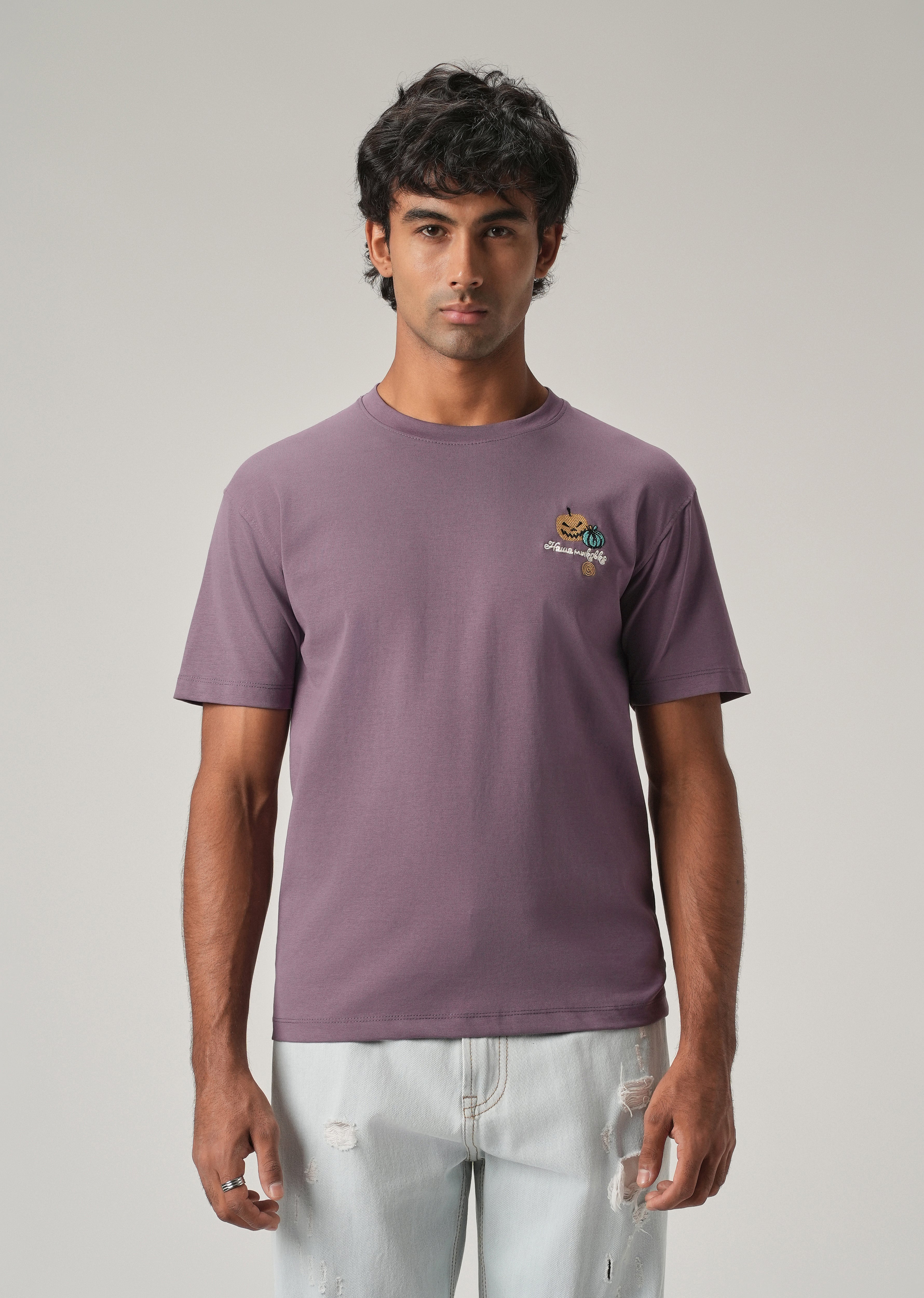 Lavender Back Print Slim Fit T-Shirt