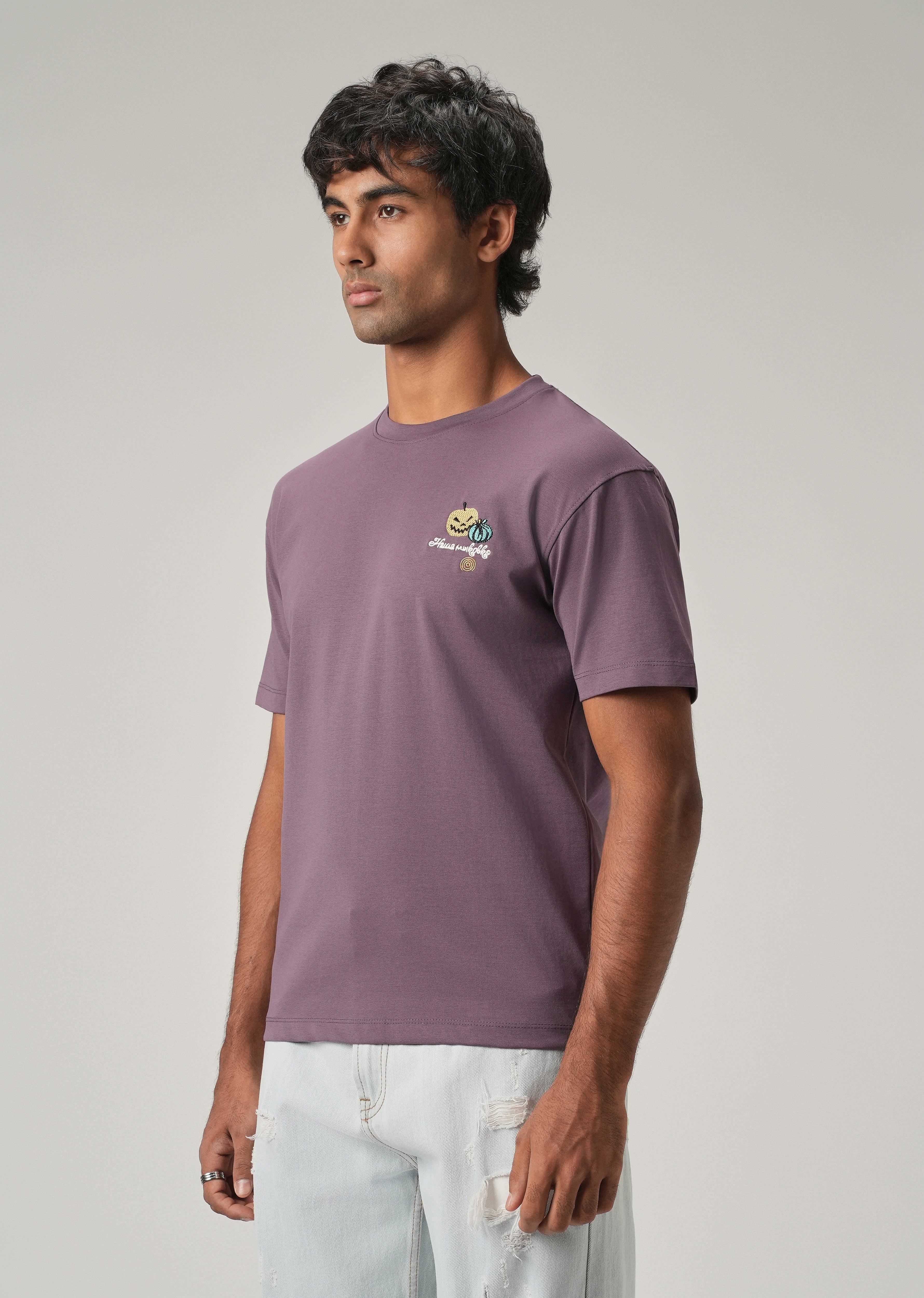 Lavender Back Print Slim Fit T-Shirt