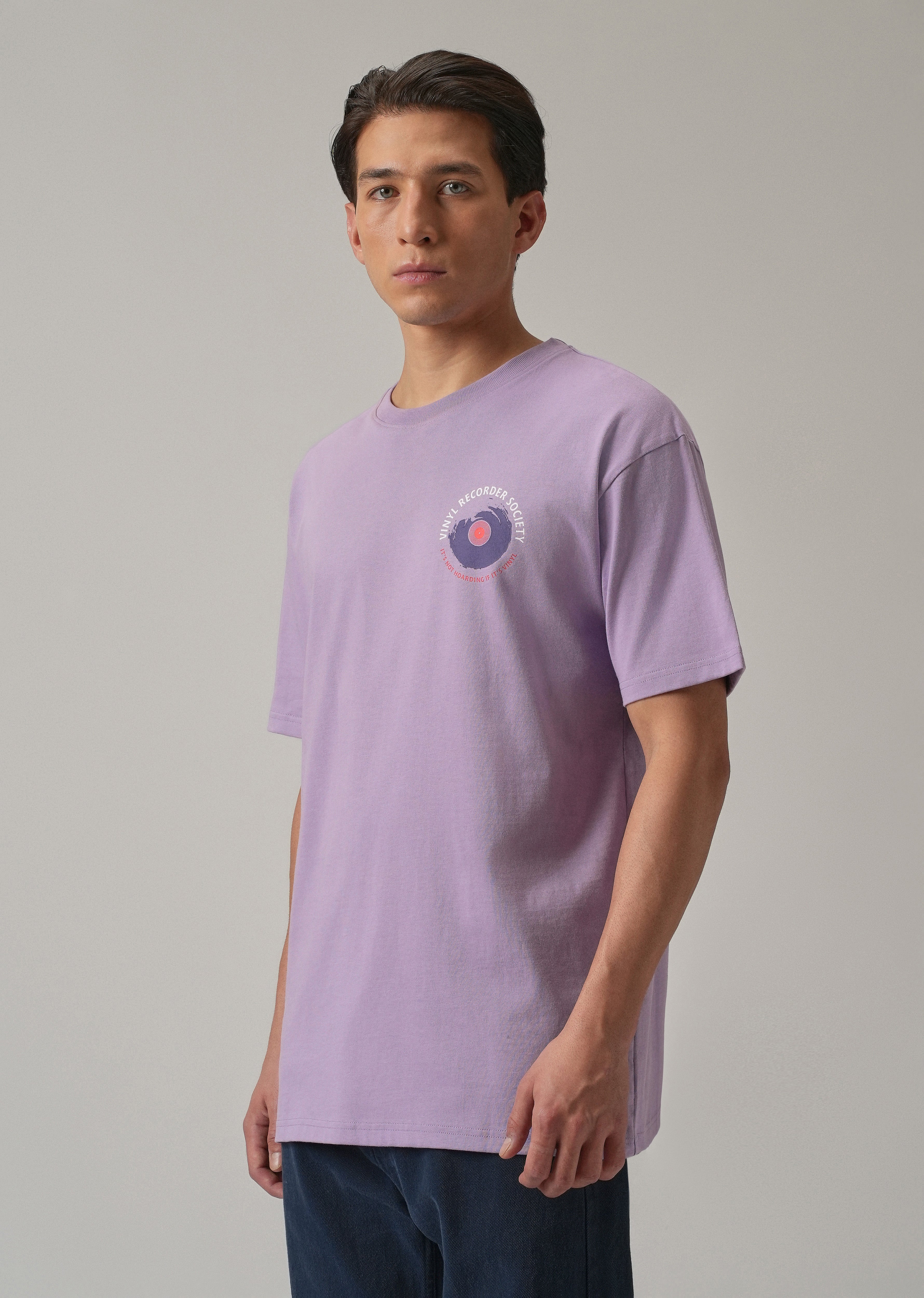 Lavender Back Printed Oversized T-Shirt