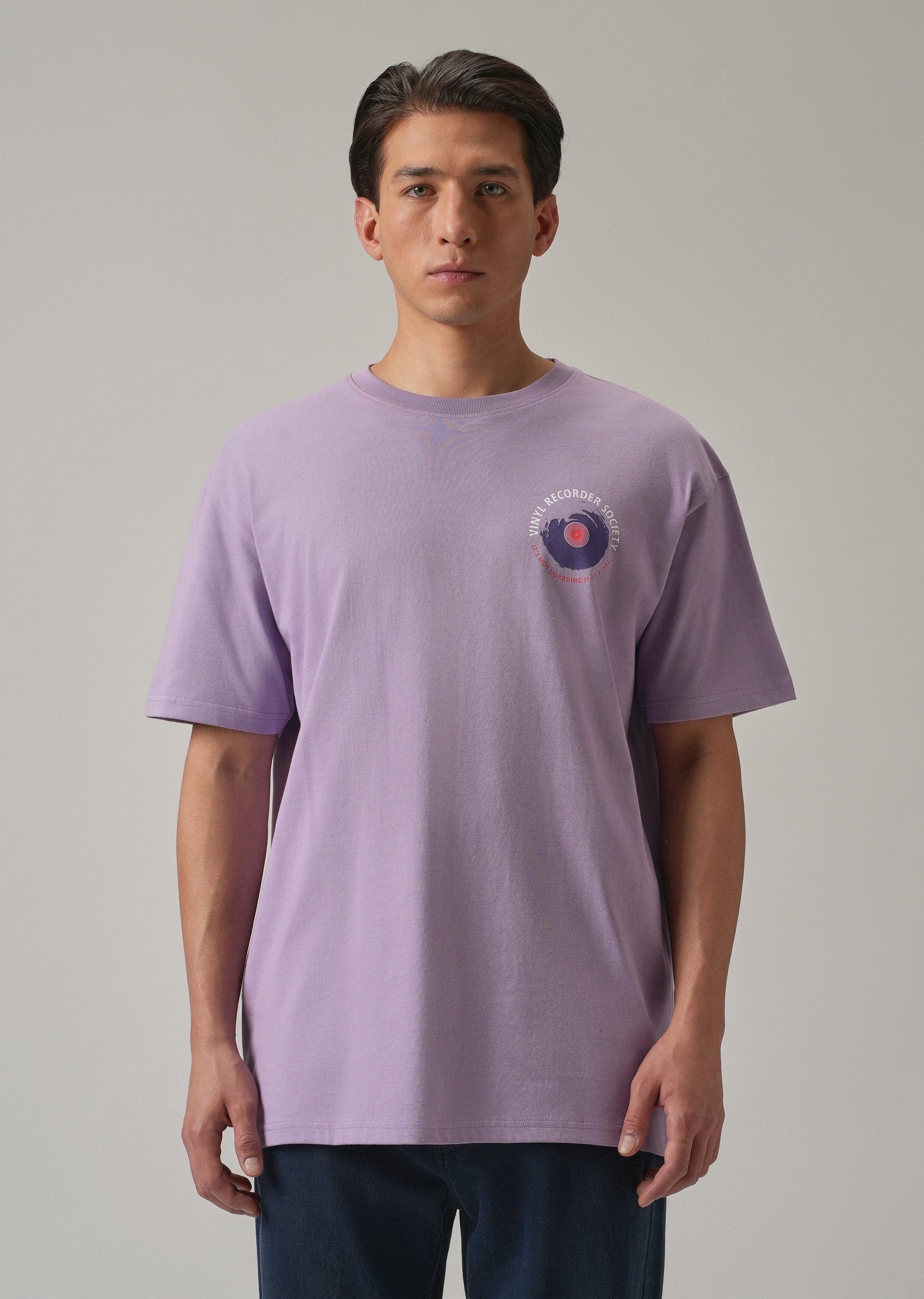 Lavender Back Printed Oversized T-Shirt